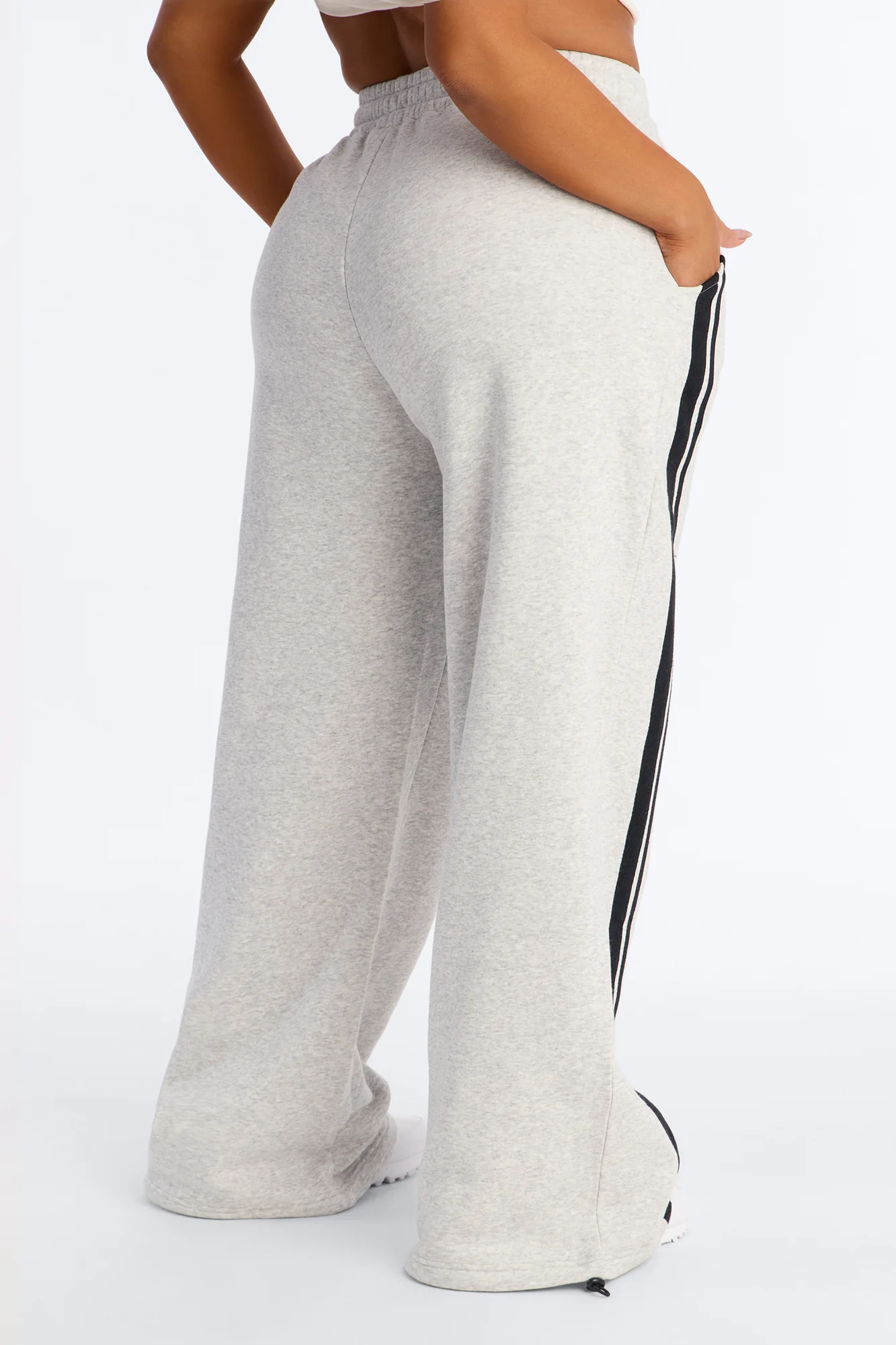 Jorden Fleece Wide Leg Lounge Pant - Heather Grey - Image 8