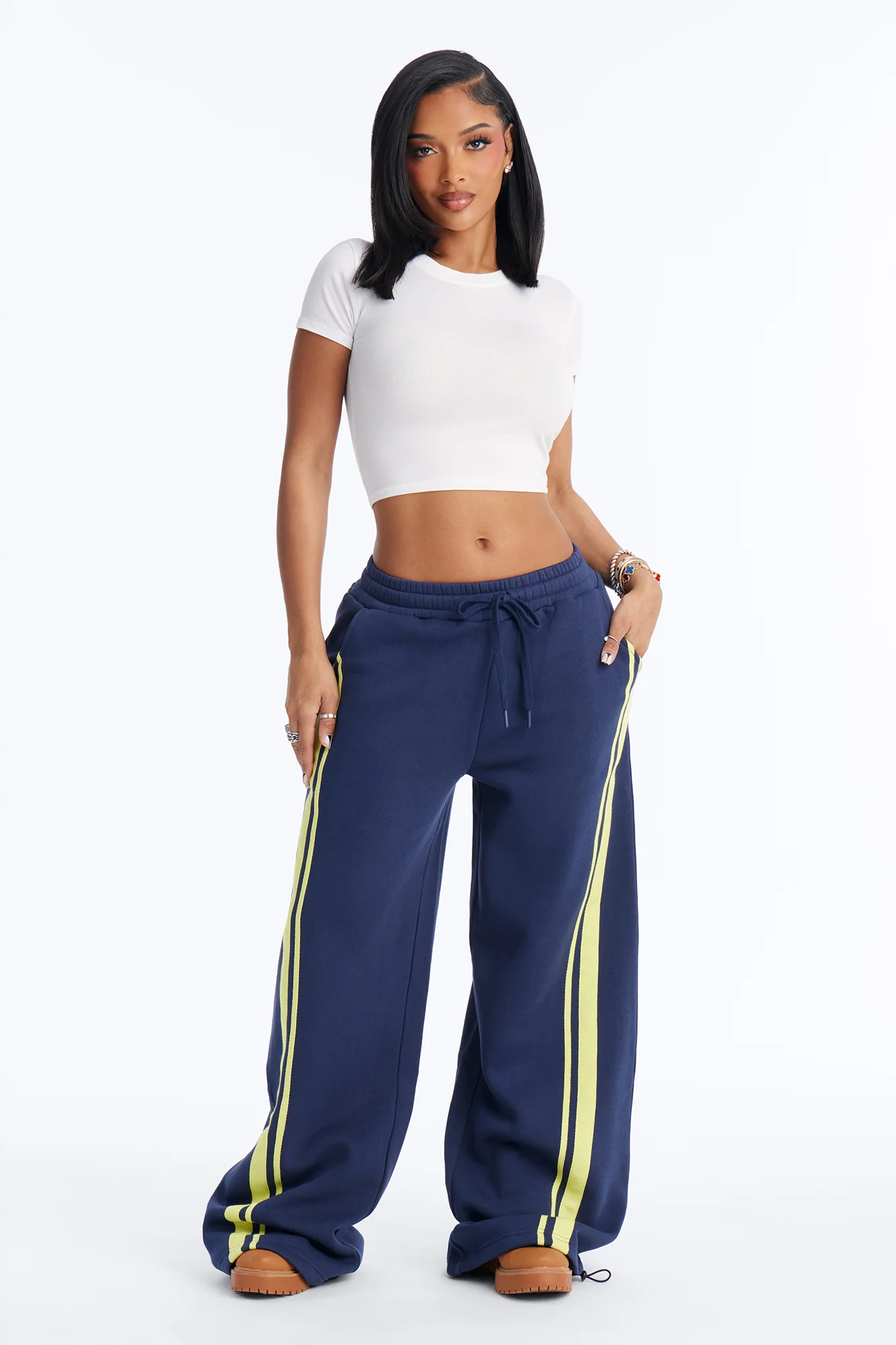 Jorden Fleece Wide Leg Lounge Pant - Navy