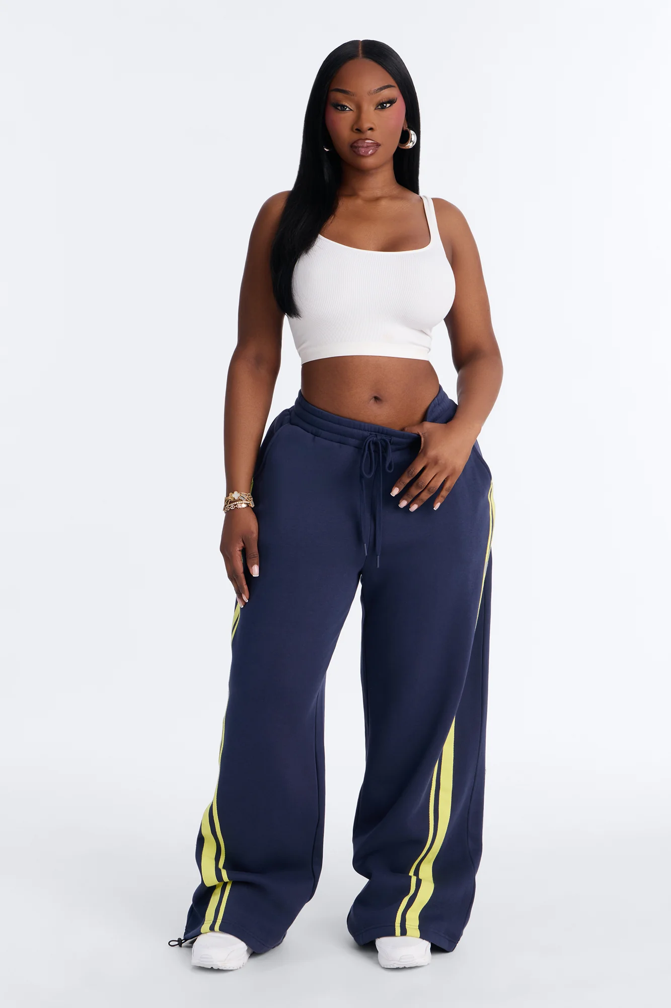 Jorden Fleece Wide Leg Lounge Pant - Navy - Image 4