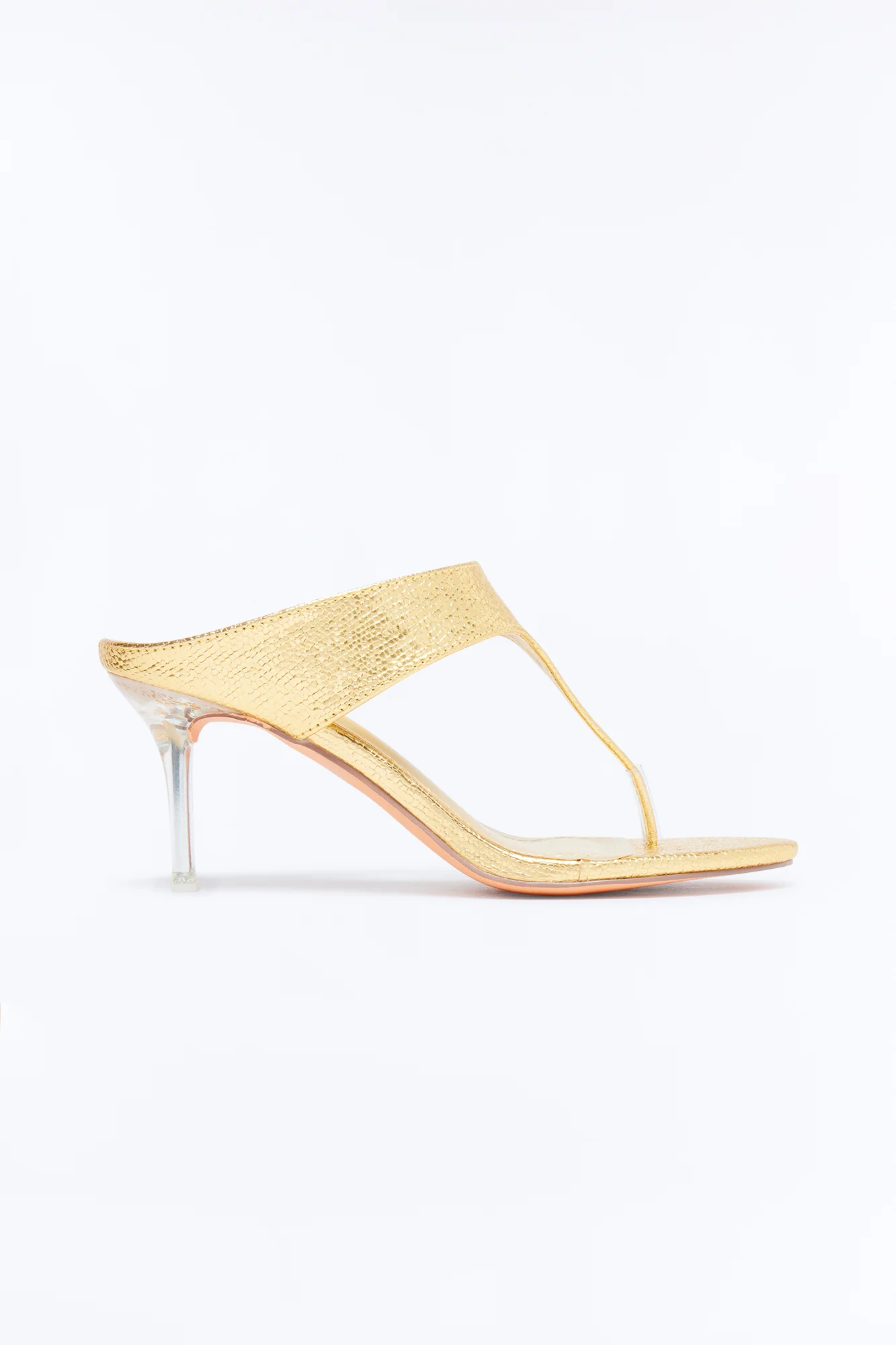 Josefina Metallic Thong Heels - Gold