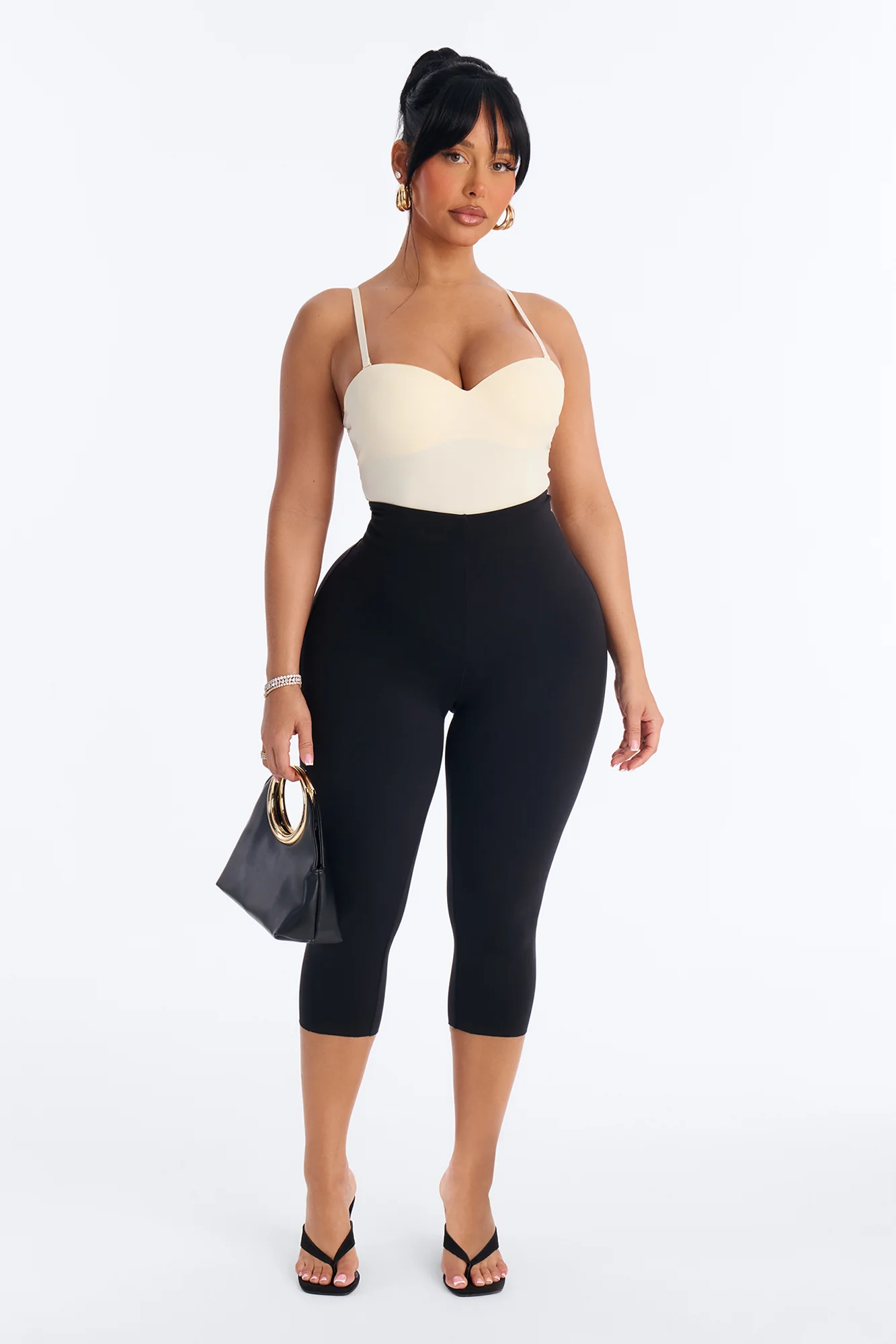Josie Padded Sweetheart Neck Spaghetti Strap Bodysuit - Cream - Image 2