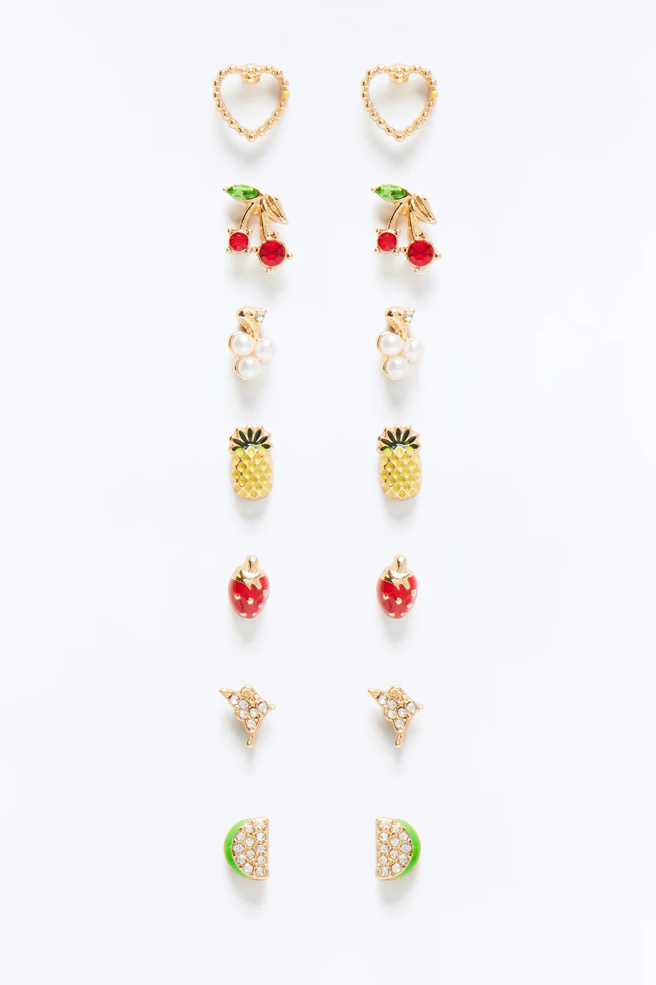 Juicy Gems 7 Pair Multi Earring Set - Multi Color