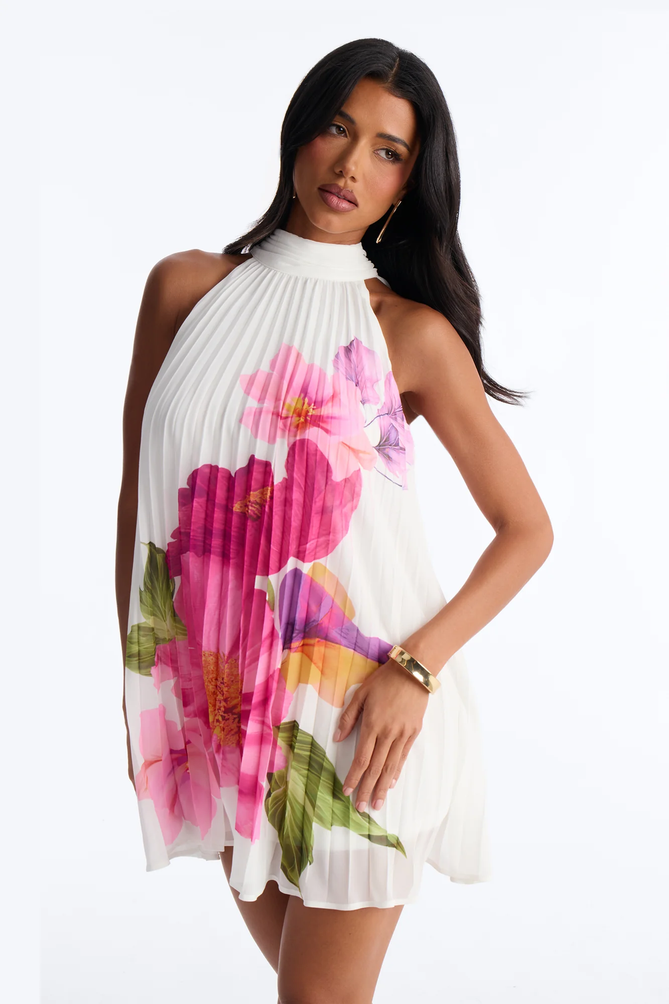 Juliana Sleeveless Chiffon Mini Dress - Ivory