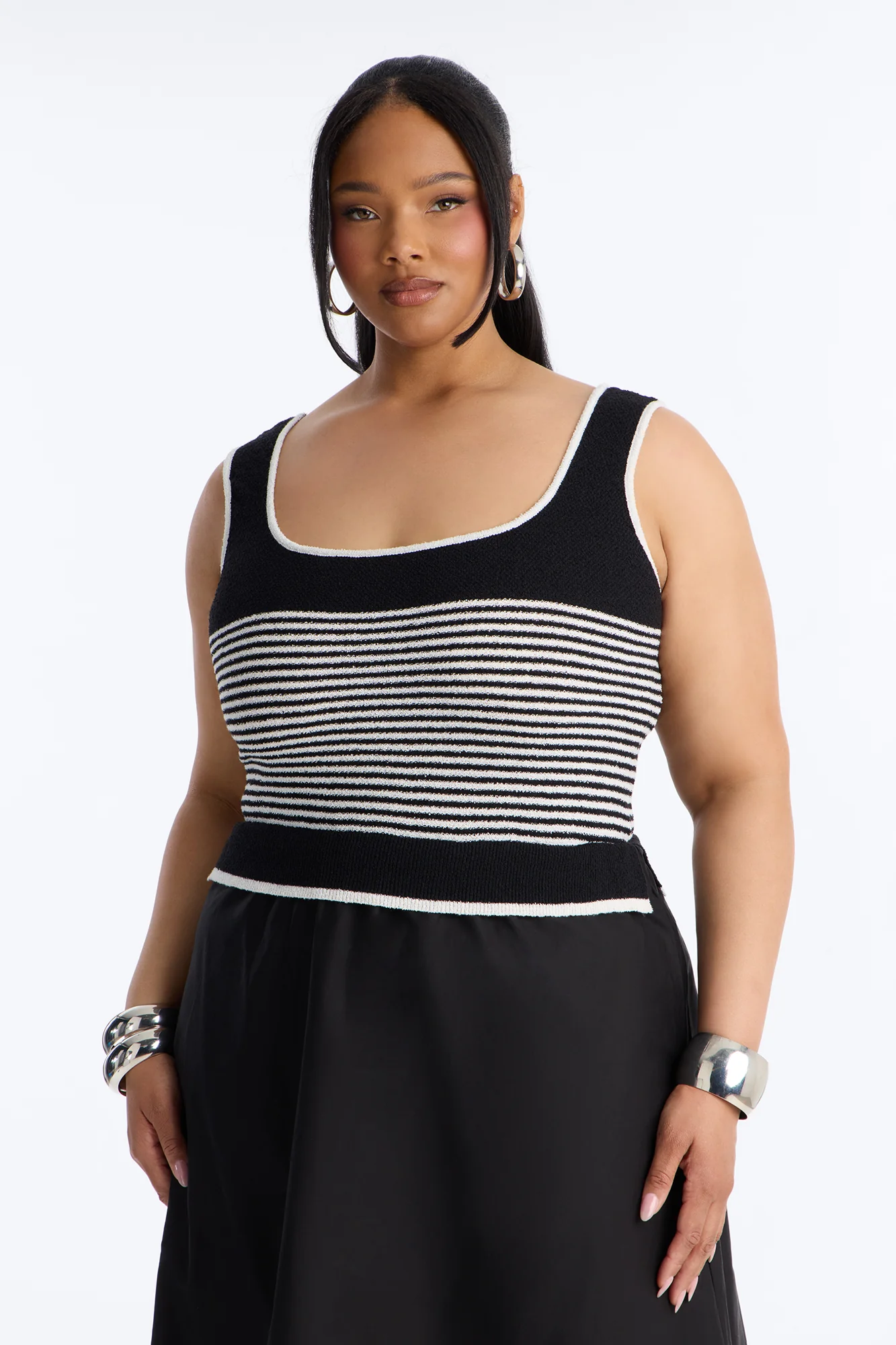 Julianne A Line Knit Maxi Dress - Black/White - Image 6