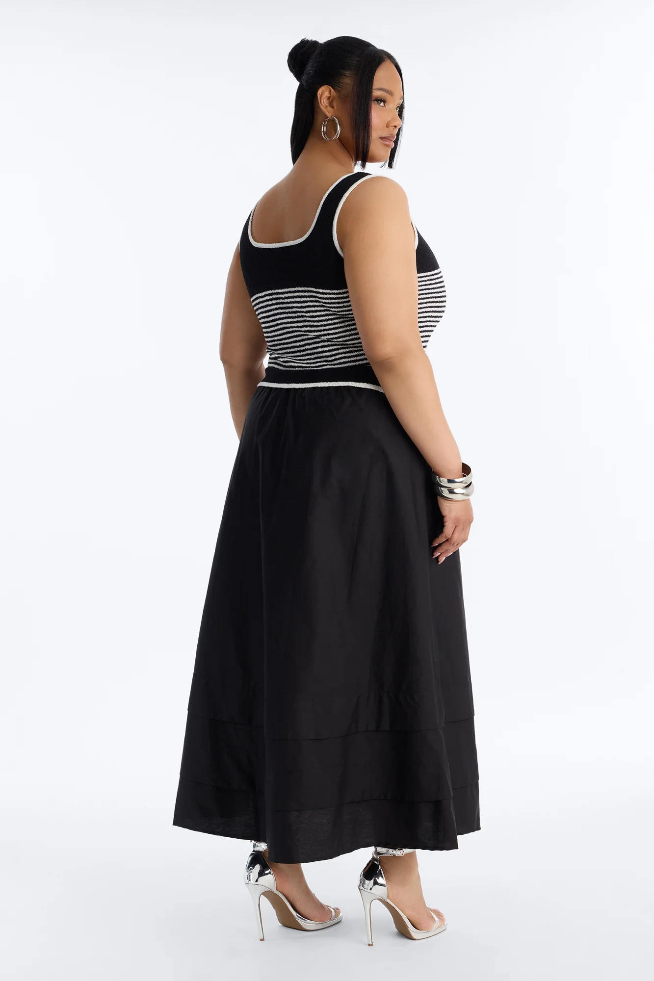 Julianne A Line Knit Maxi Dress - Black/White - Image 8