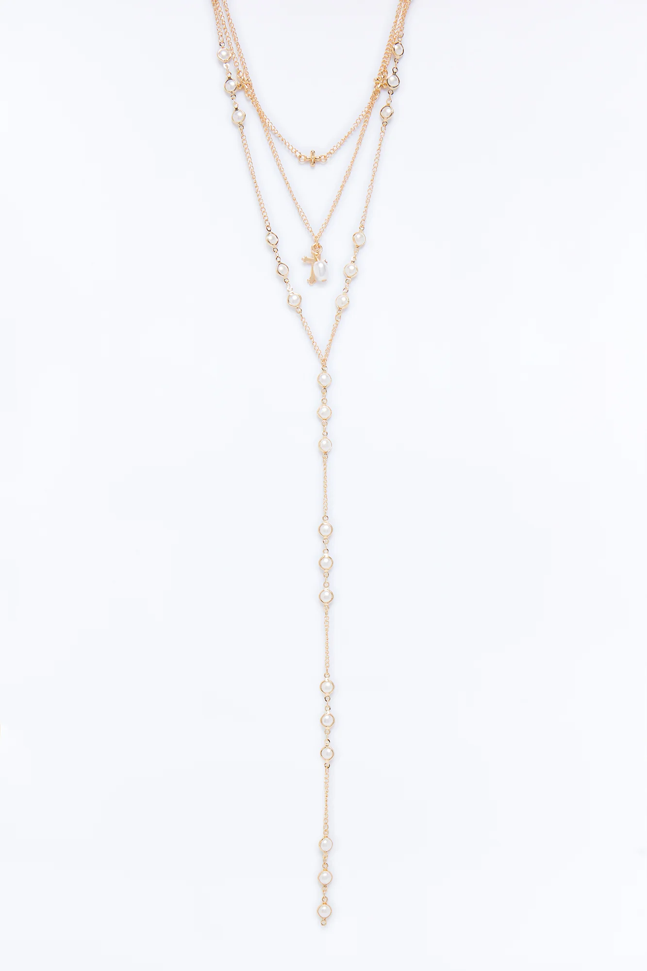 Juliet Pearls Lariat Necklace - Gold