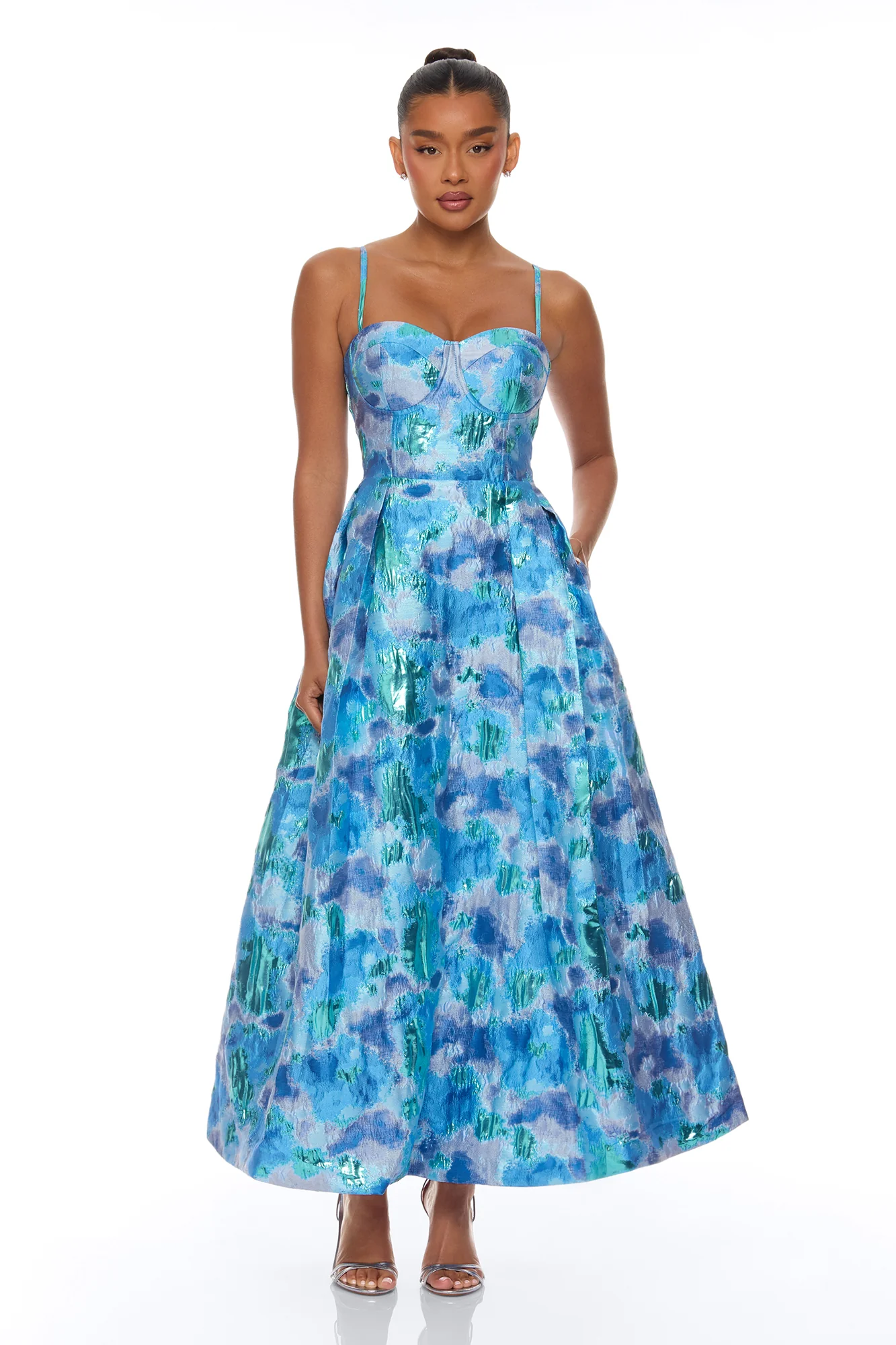 Juliette Jacquard Midi Dress - Blue/combo