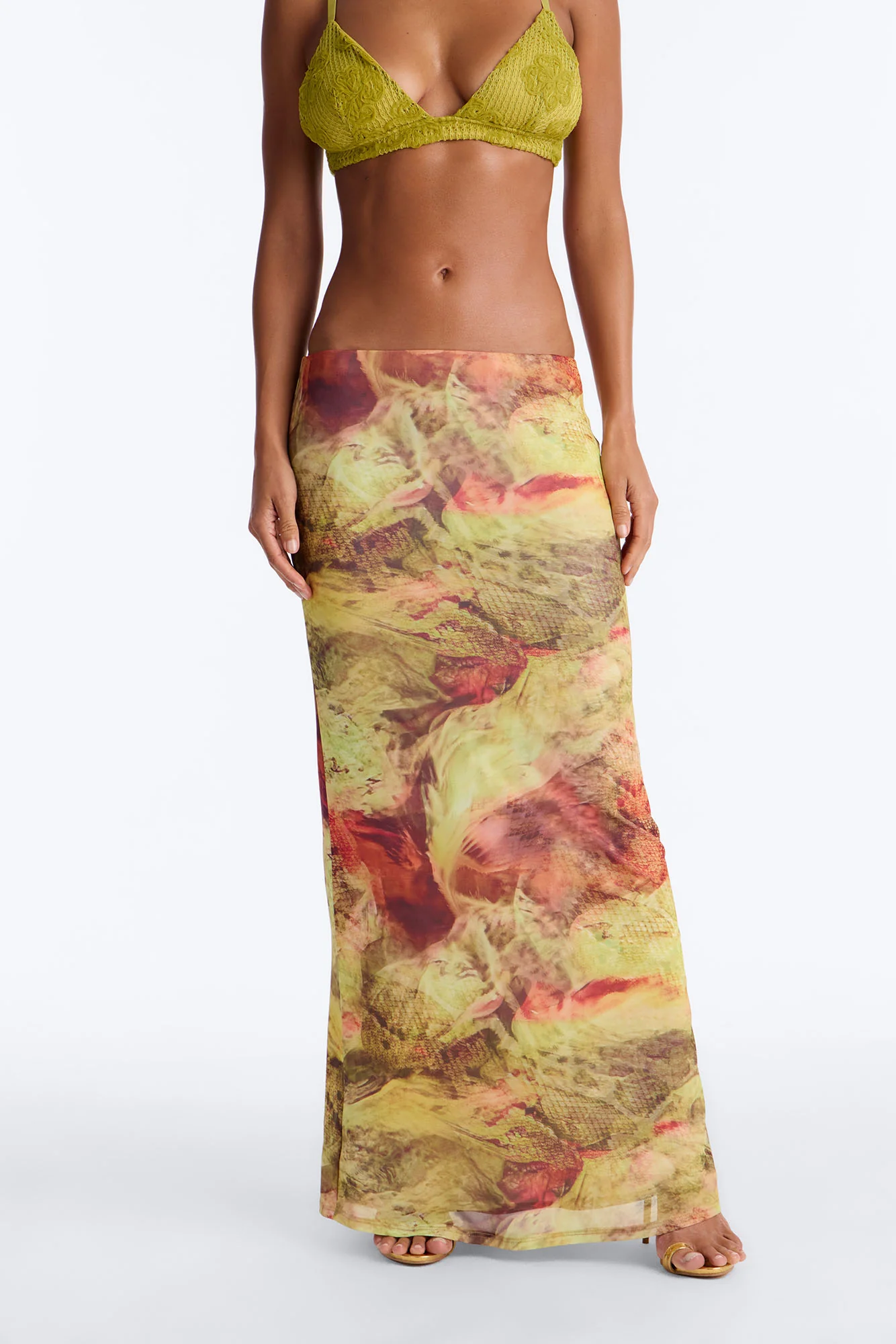 Jungle Bae Mesh Maxi Skirt - Green/combo - Image 2
