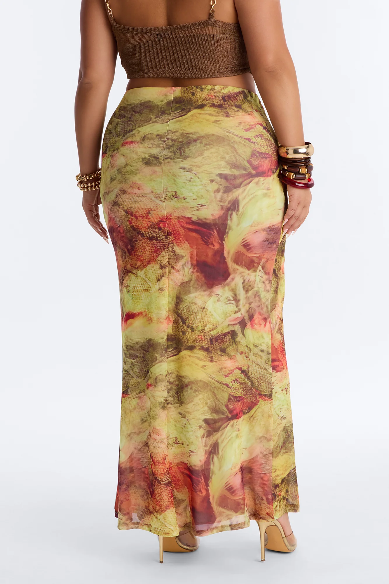 Jungle Bae Mesh Maxi Skirt - Green/combo - Image 7