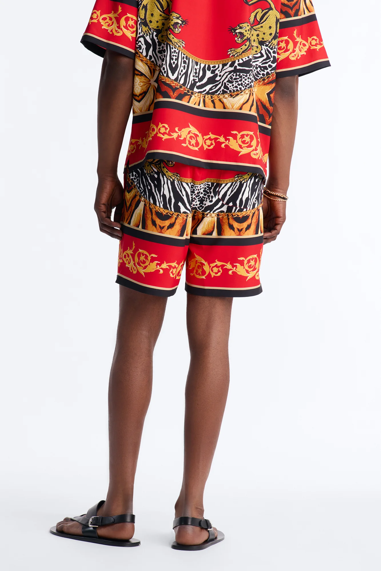 Jungle Royale Baroque Swim Trunk 7″ - Red - Image 4
