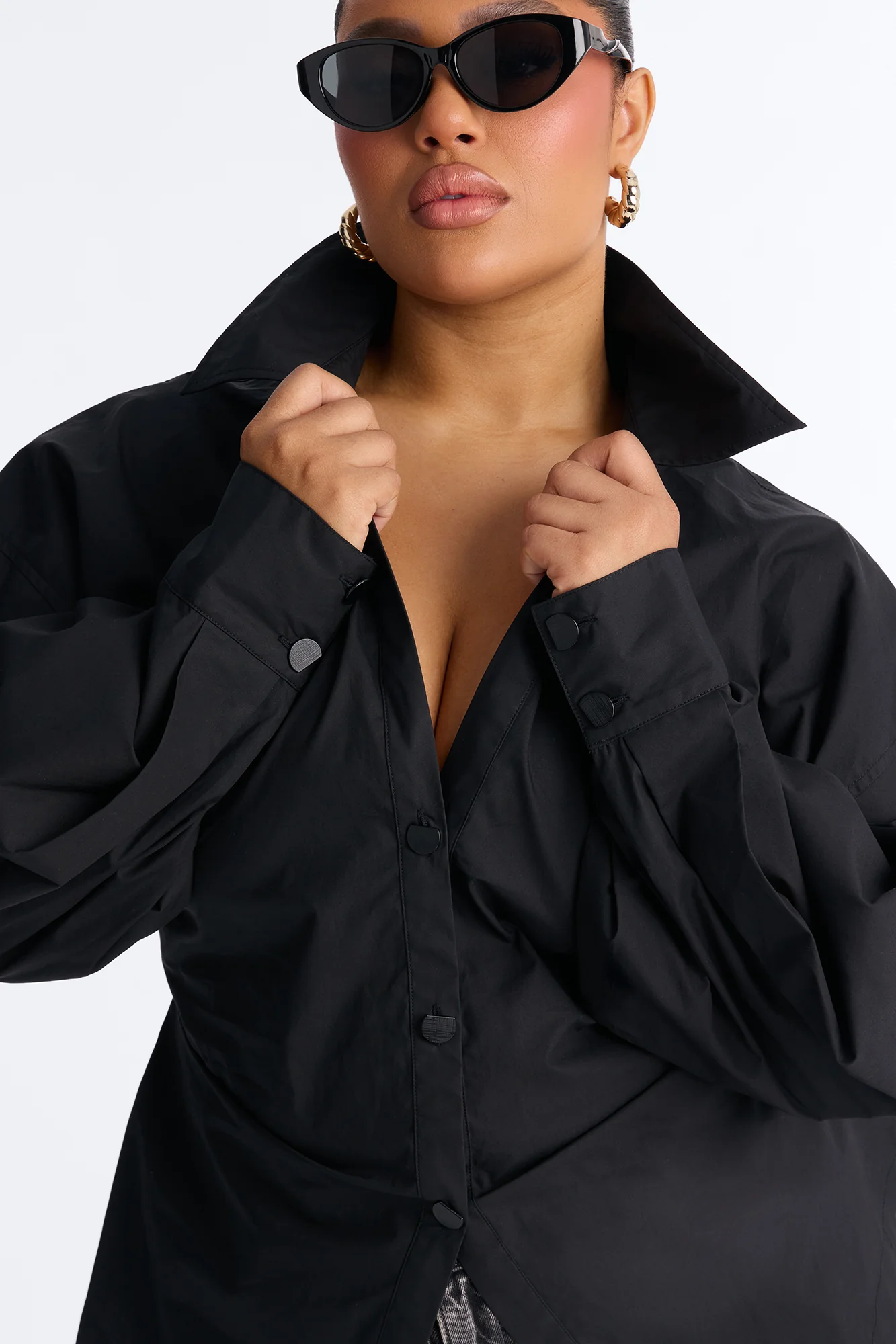 Junie Oversized Button Down Top - Black - Image 7