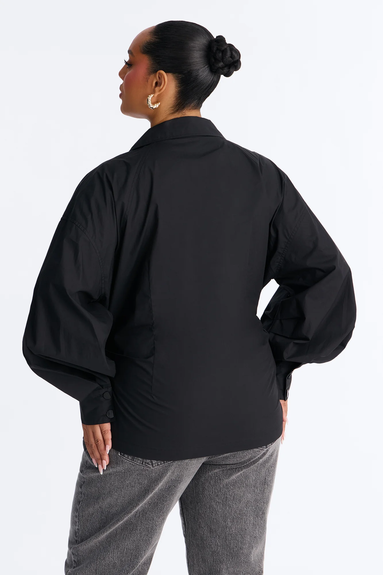 Junie Oversized Button Down Top - Black - Image 8