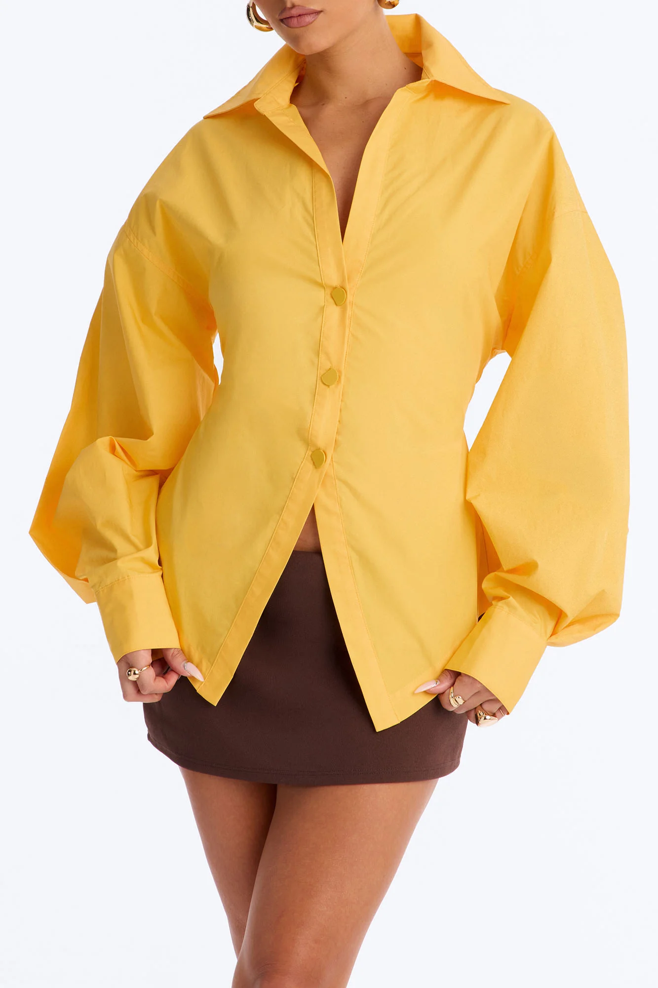Junie Oversized Button Down Top - Orange - Image 3