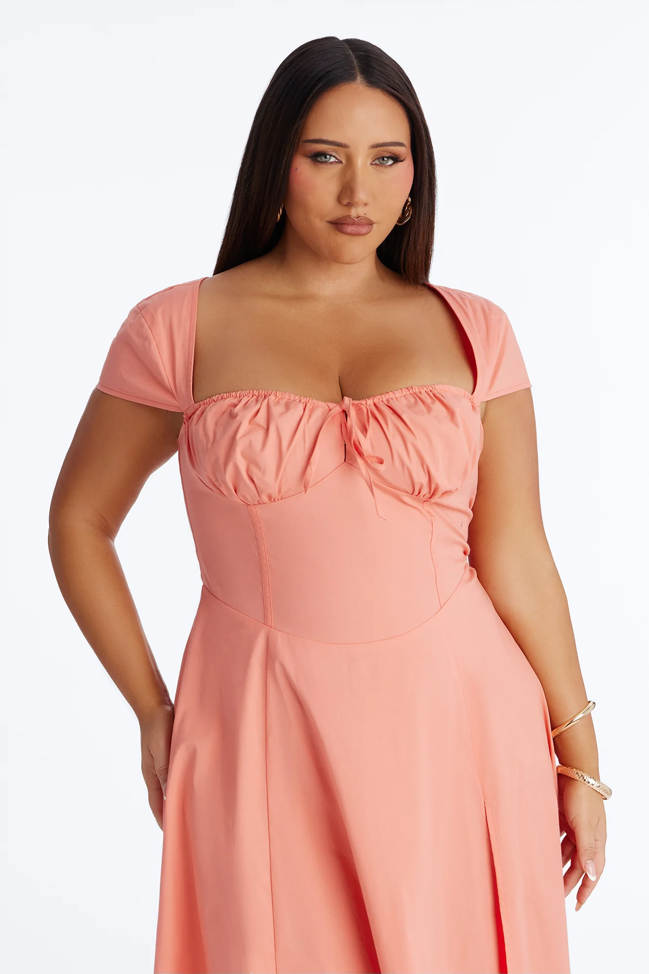 Juniper Cap Sleeve Midi Dress - Coral - Image 6
