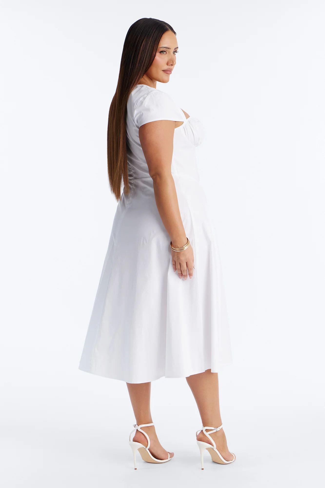 Juniper Cap Sleeve Midi Dress - White - Image 7
