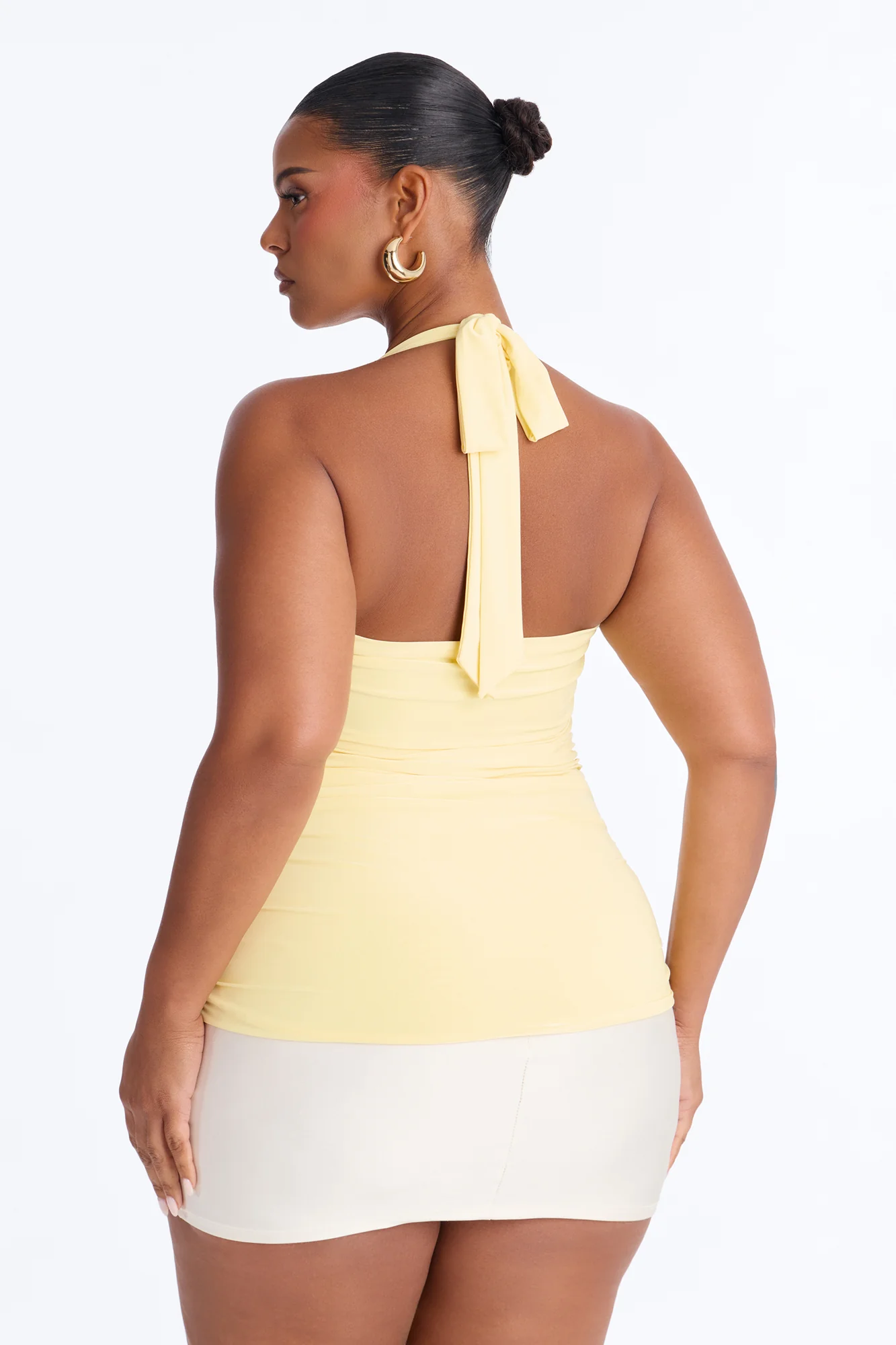 Just A Feeling Ruched Halter Top - Butter Yellow - Image 6