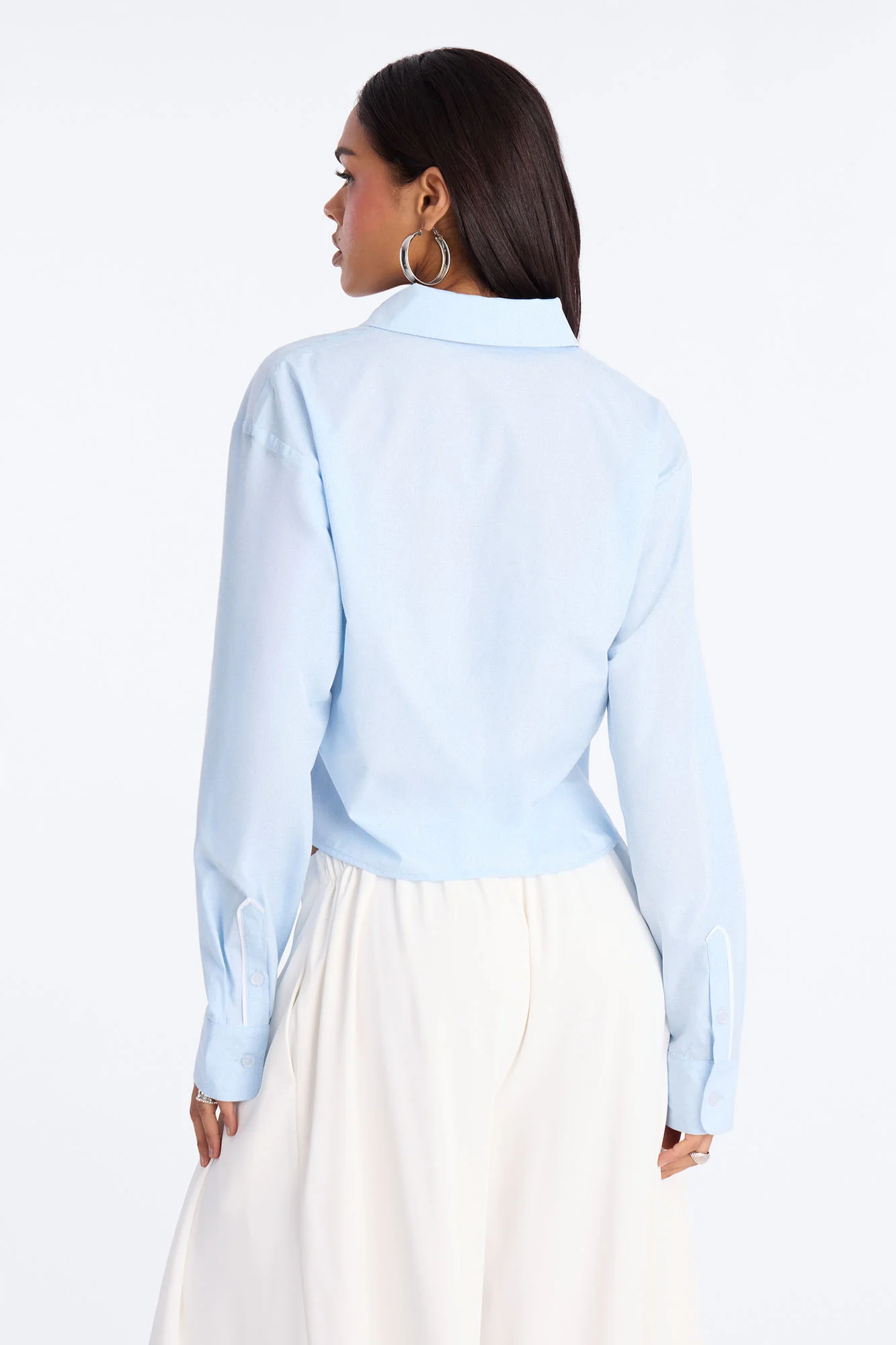 Just A Little Office Glam Poplin Shirt - Light Blue - Image 4
