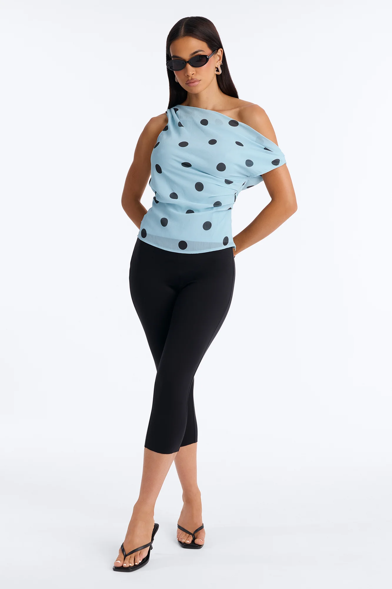 Just Being Me Polka Dot Chiffon Top - Blue/combo - Image 2