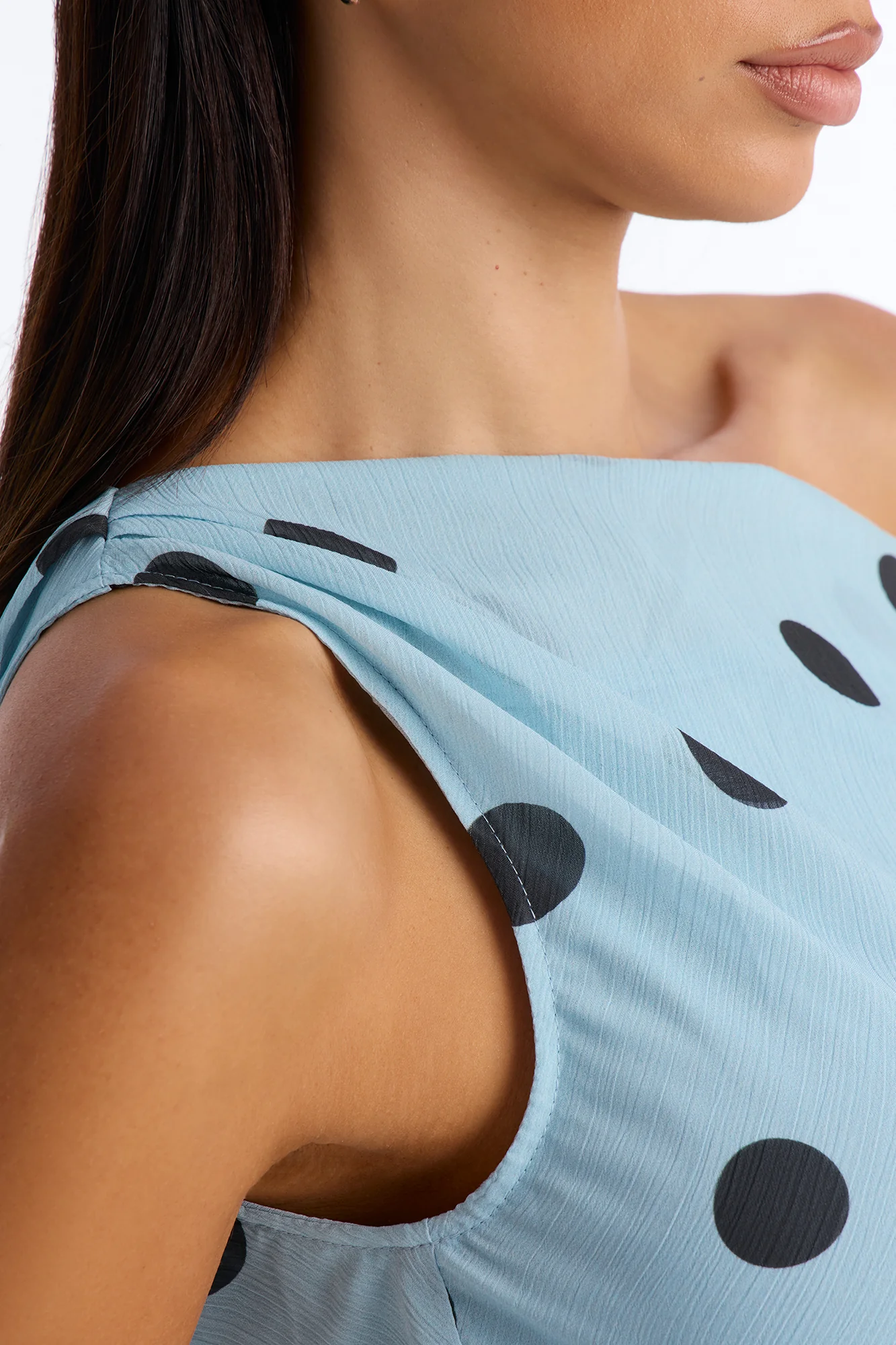 Just Being Me Polka Dot Chiffon Top - Blue/combo - Image 3