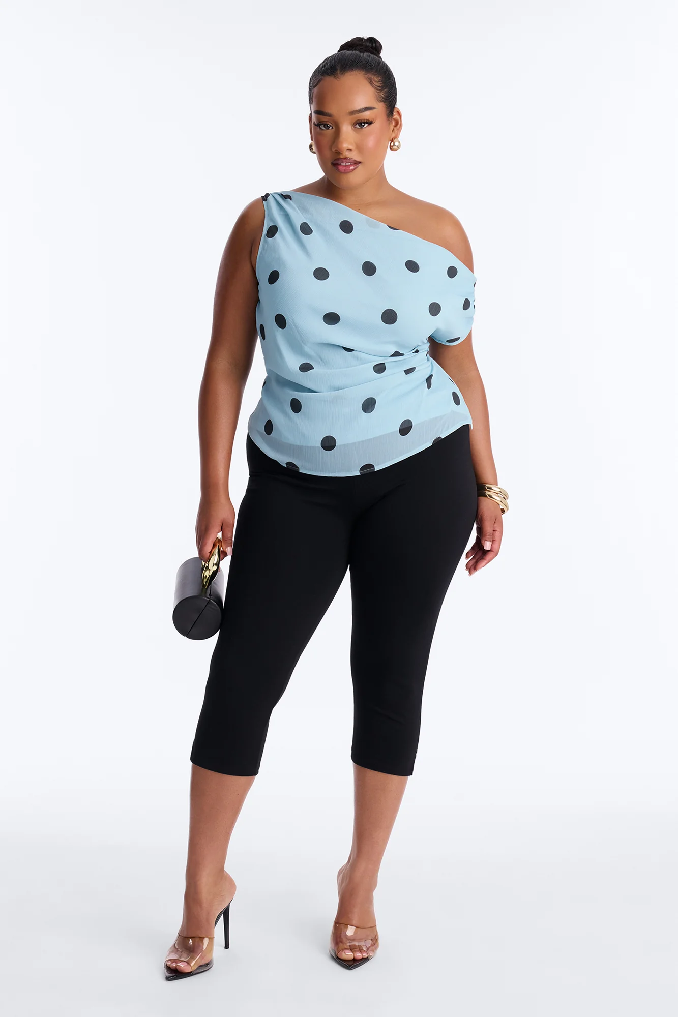 Just Being Me Polka Dot Chiffon Top - Blue/combo - Image 5