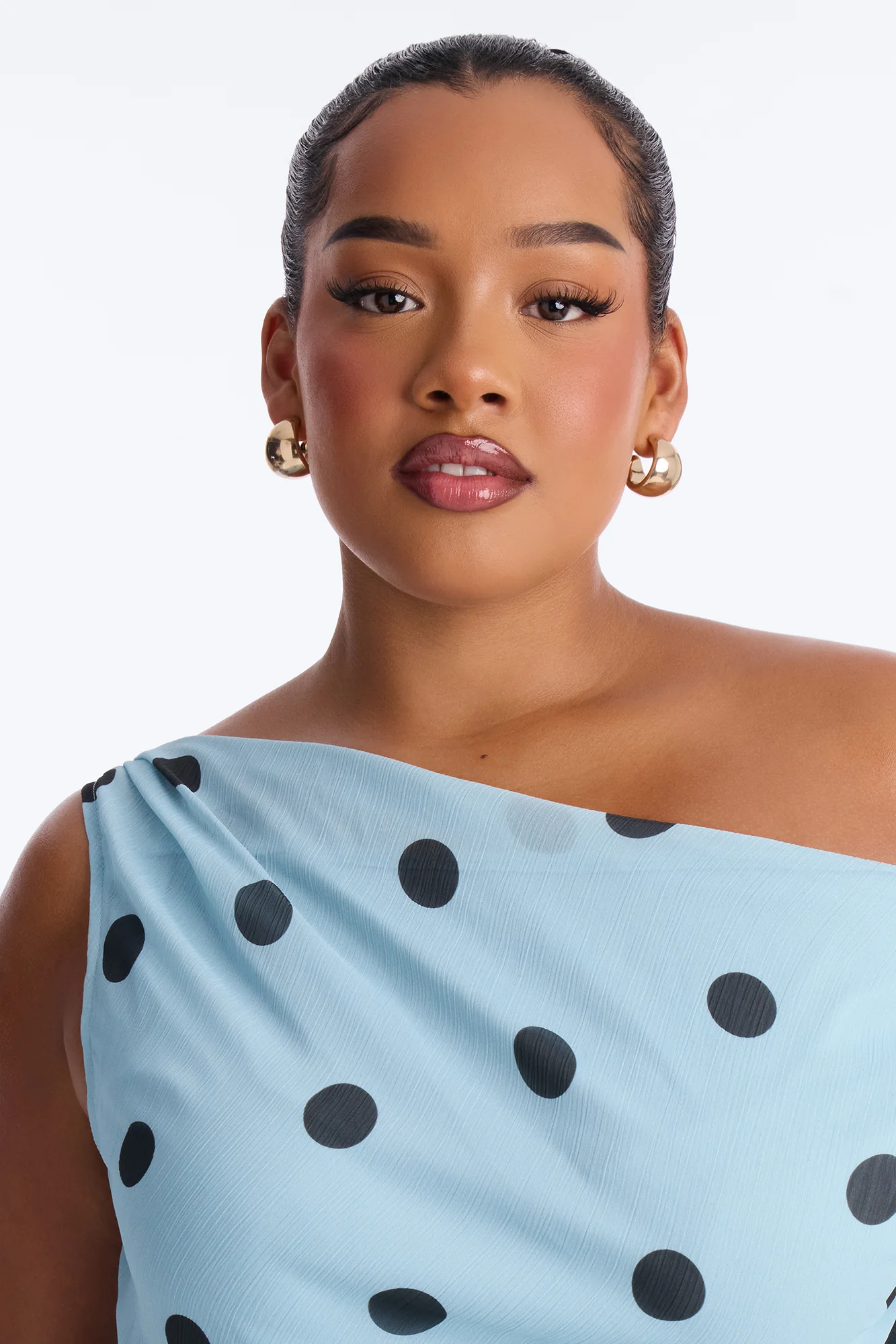 Just Being Me Polka Dot Chiffon Top - Blue/combo - Image 7