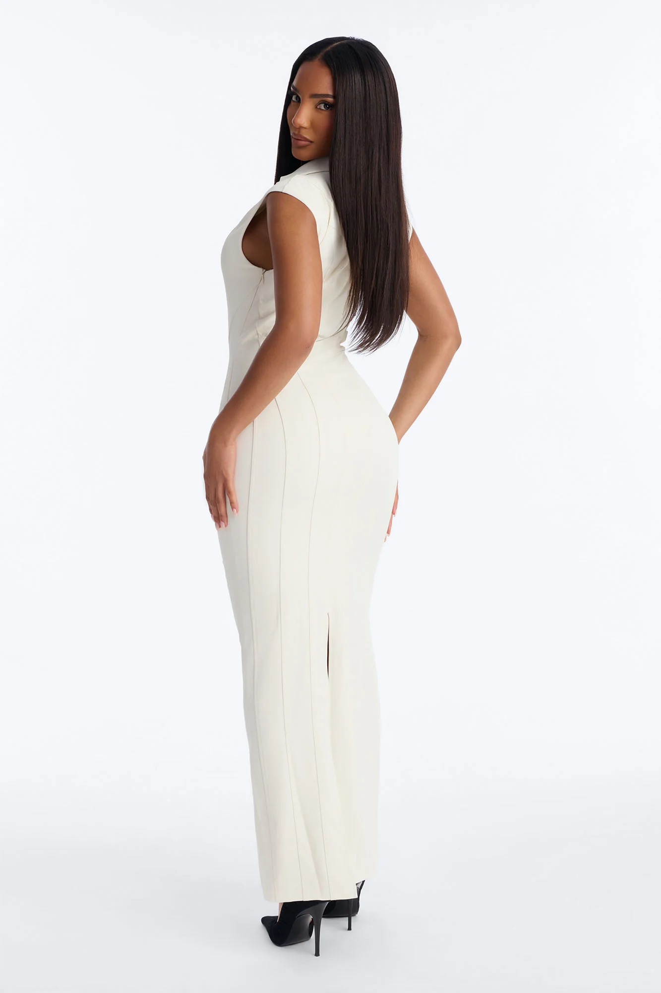 Just Divine Collared Maxi Dress - Cream - Image 4
