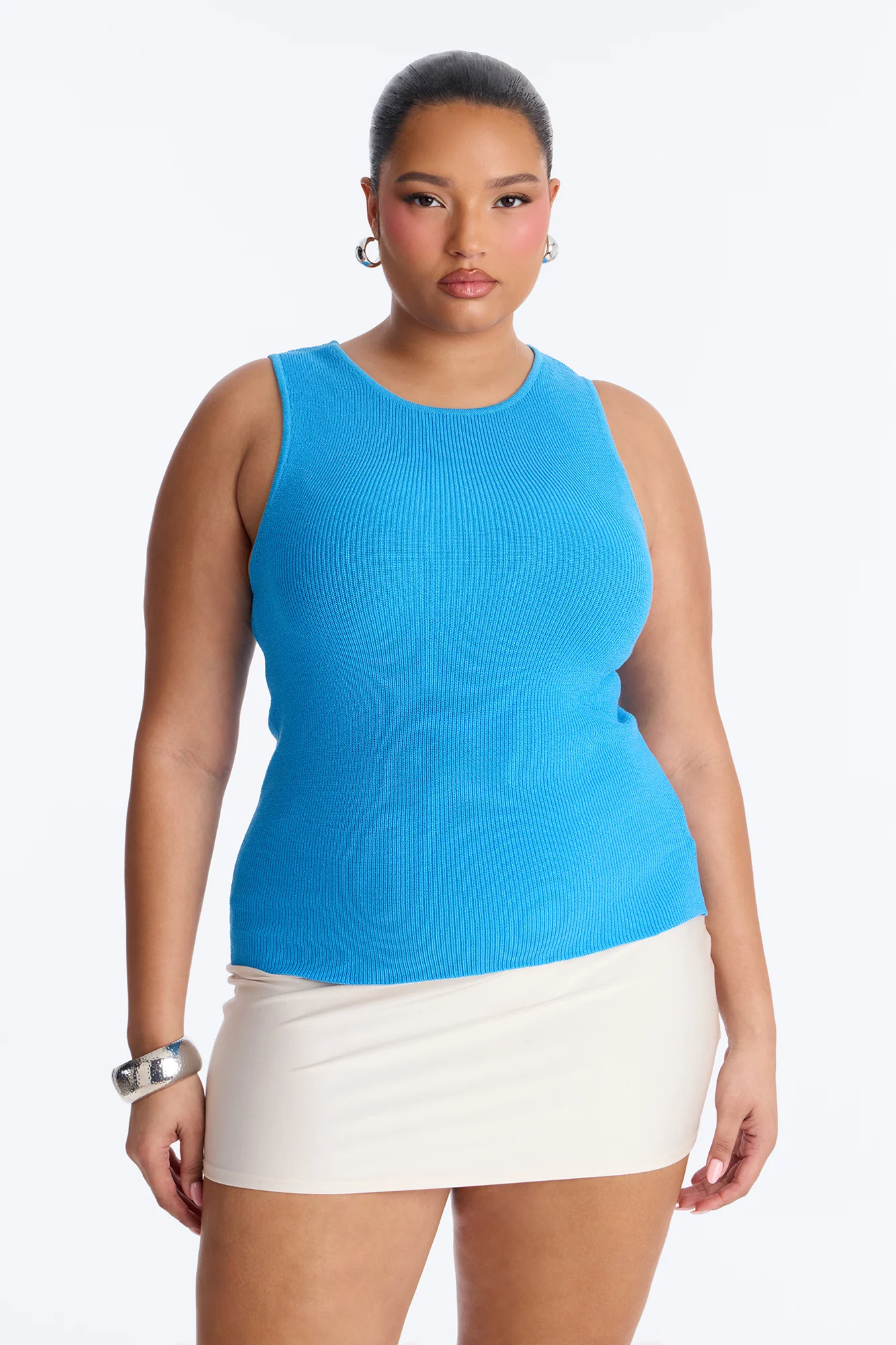 Just Enough Sweater Tank Top - Blue - Image 5
