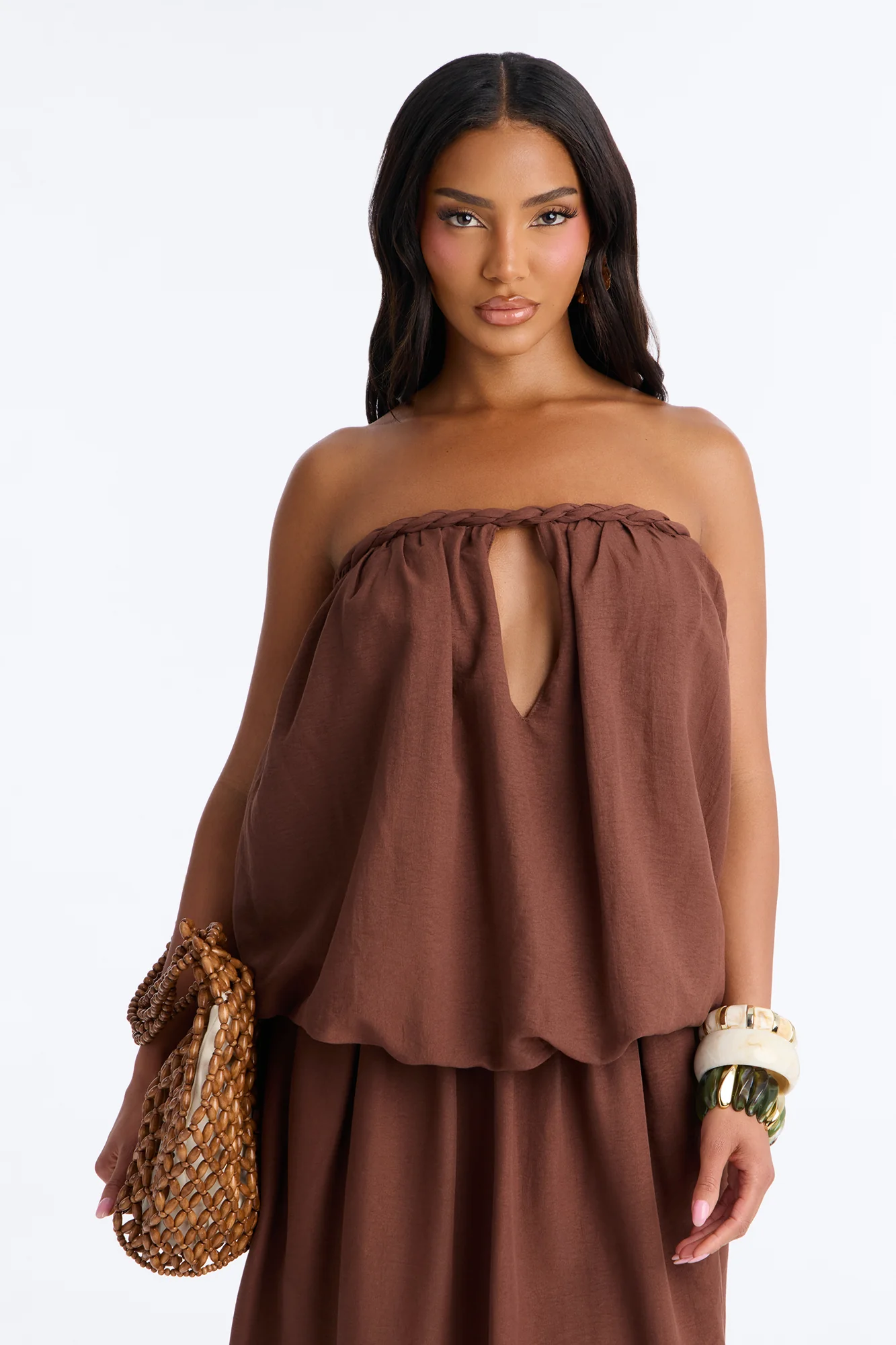 Just Having Fun Flowy Maxi Dress - Brown - Image 2