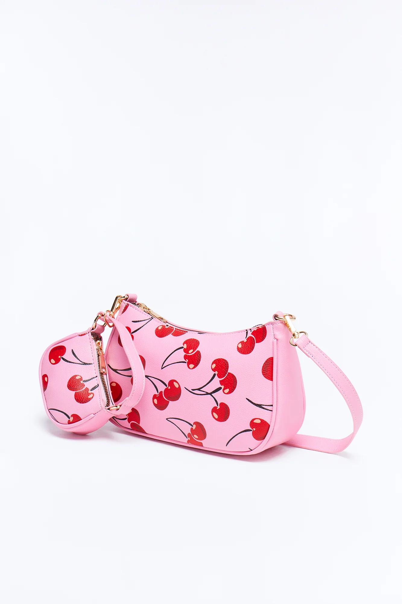 Just Like A Cherry Faux Leather Shoulder Handbag - Pink - Image 2