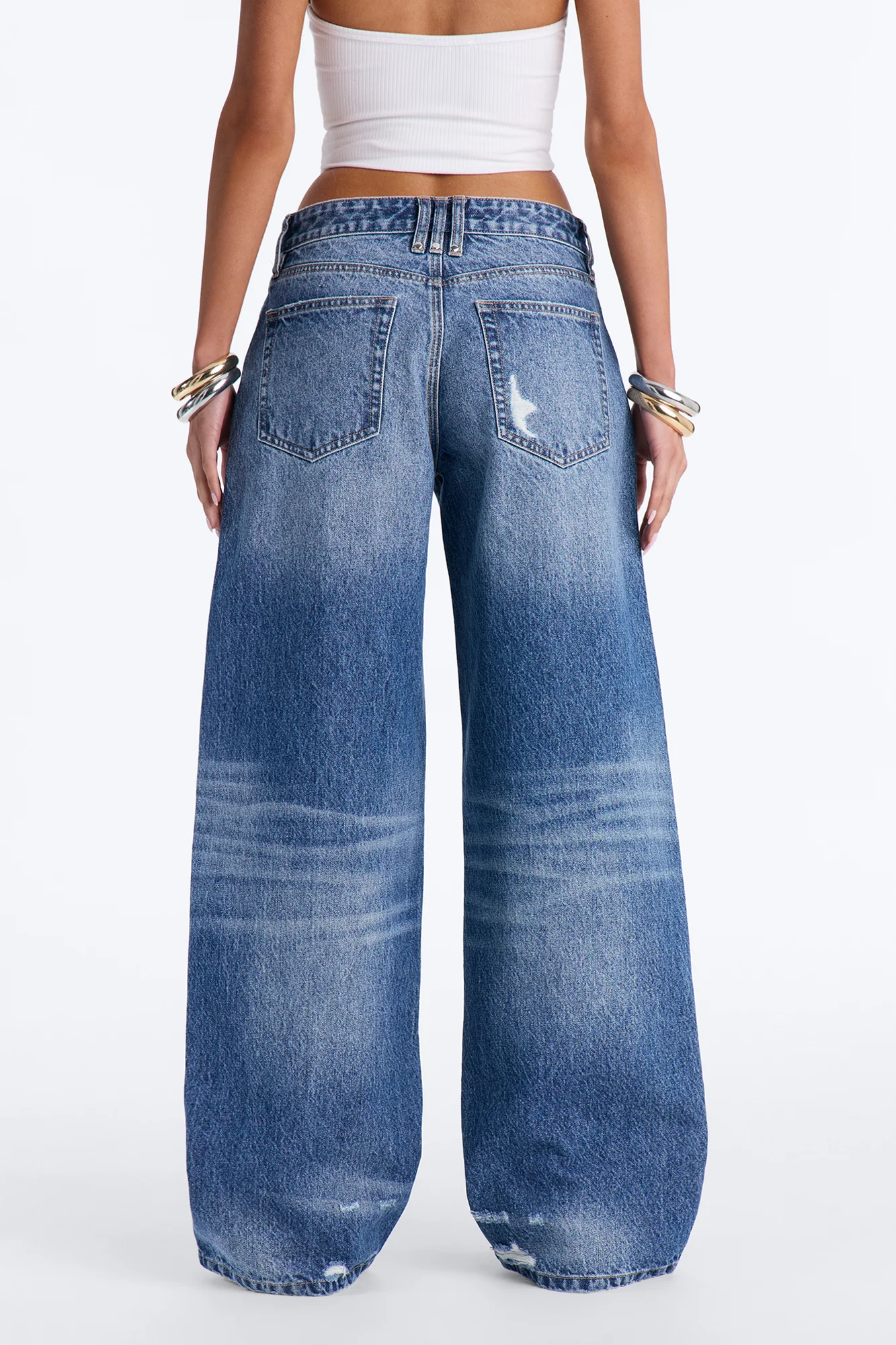 Just Like Me Ripped Straight Leg Jeans - Dark Wash - Image 4