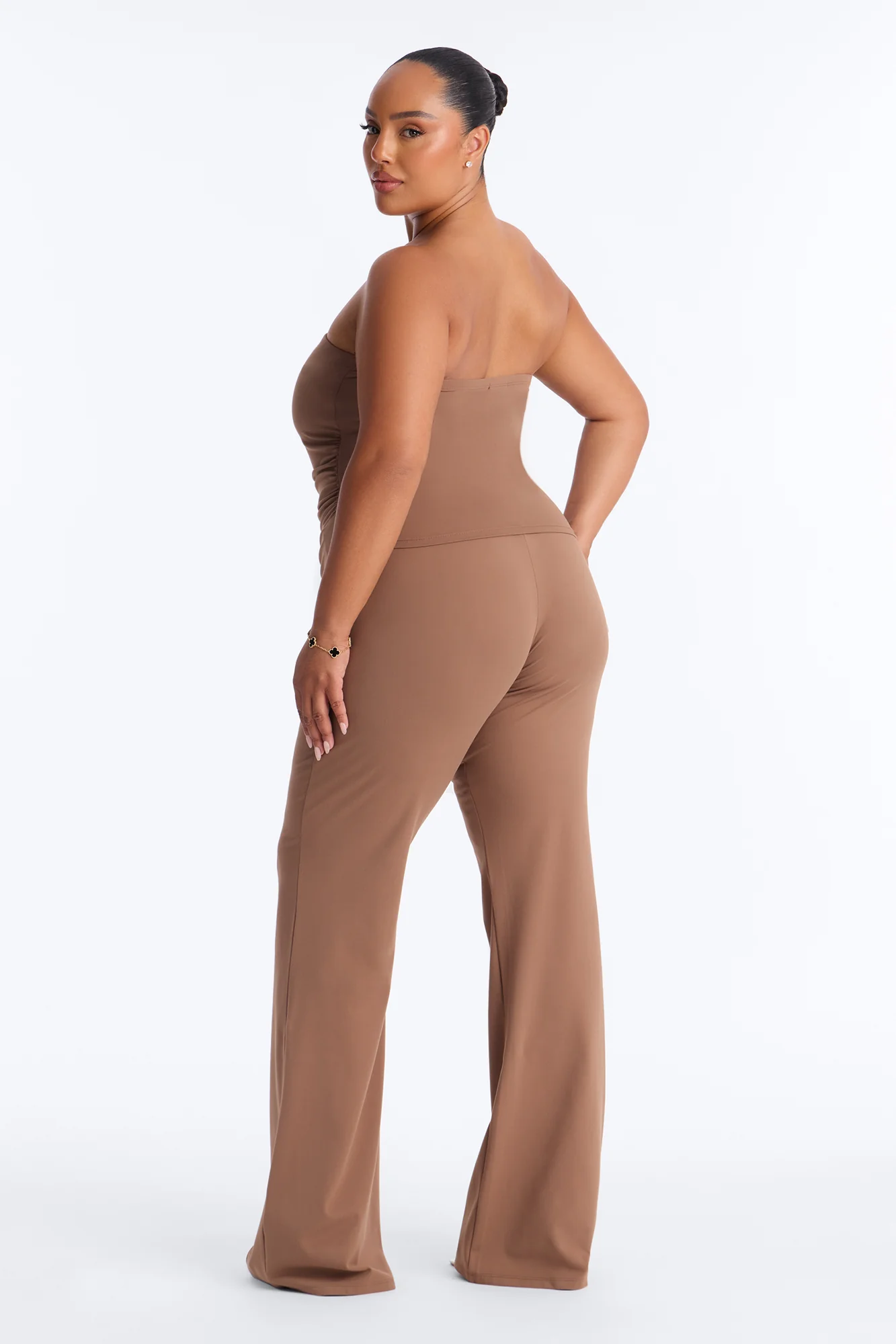 Just Vibes Strapless Pant Set - Brown - Image 10