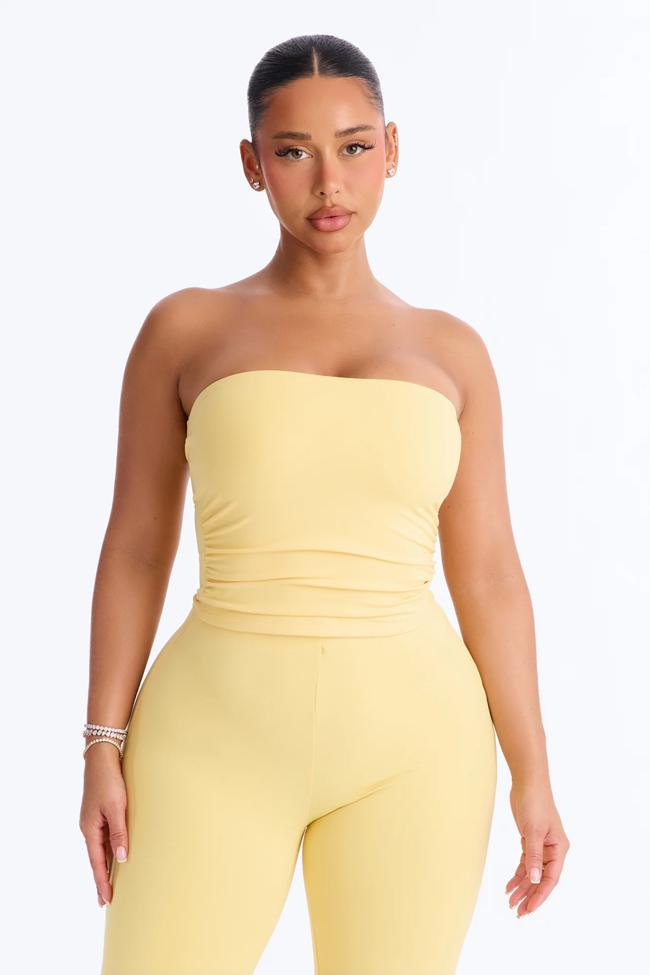 Just Vibes Strapless Pant Set - Yellow - Image 2