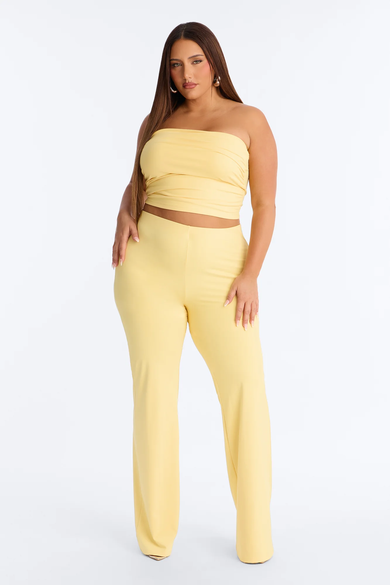Just Vibes Strapless Pant Set - Yellow - Image 5