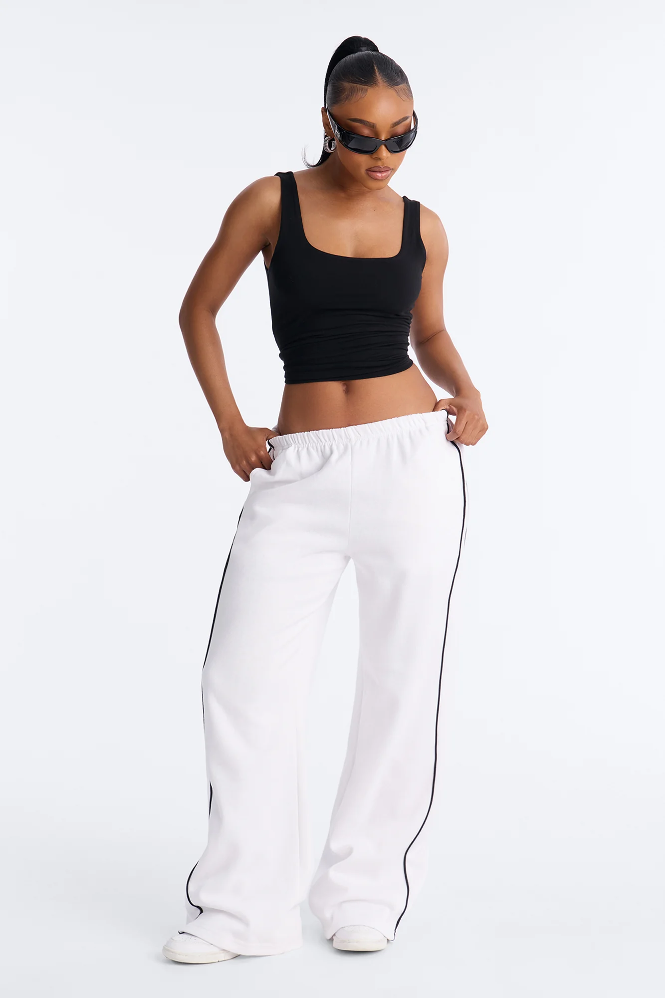 Just Vibin Fleece Lounge Pant - White