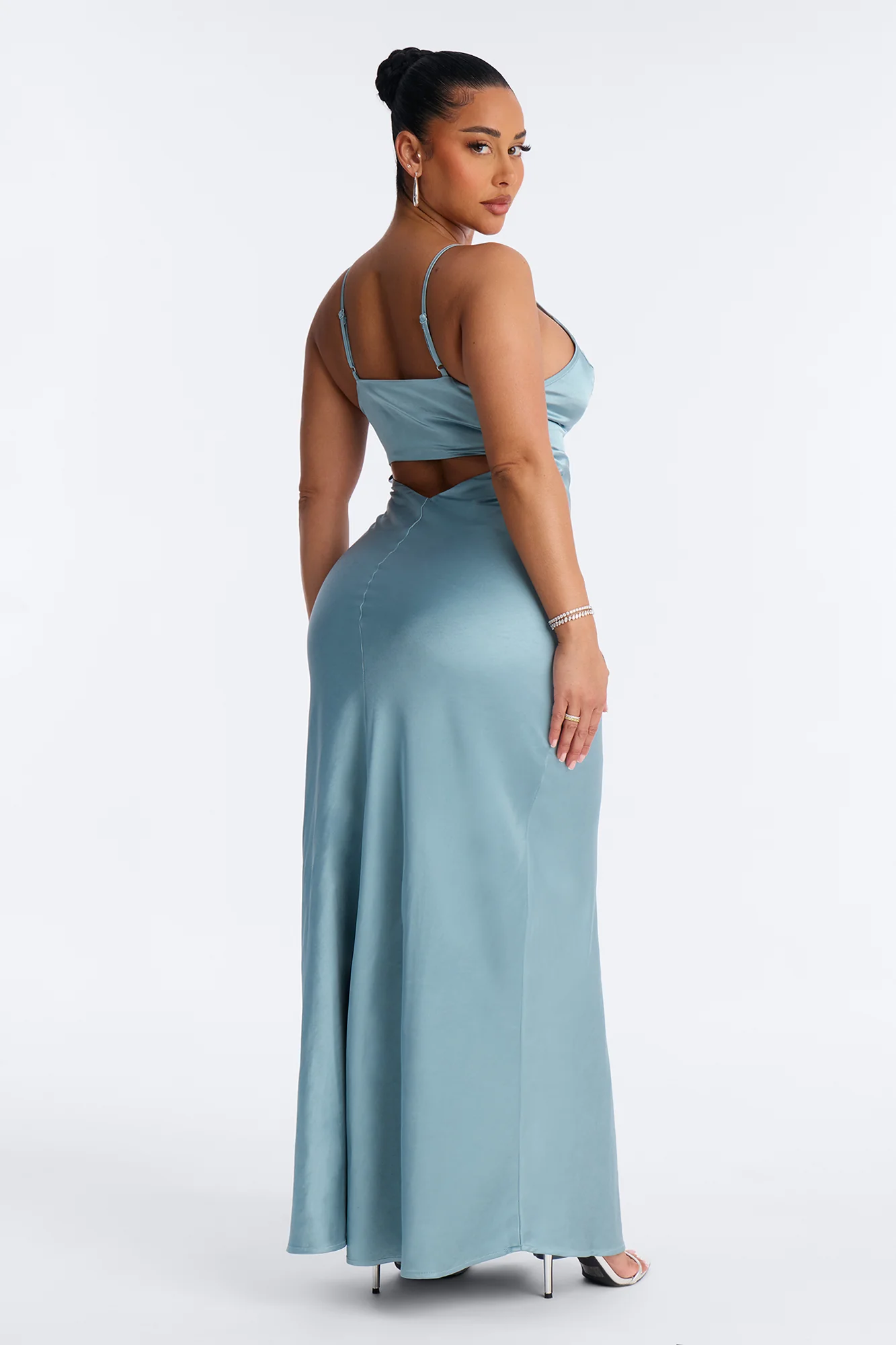 Just You Satin Maxi Dress - Sage - Image 4