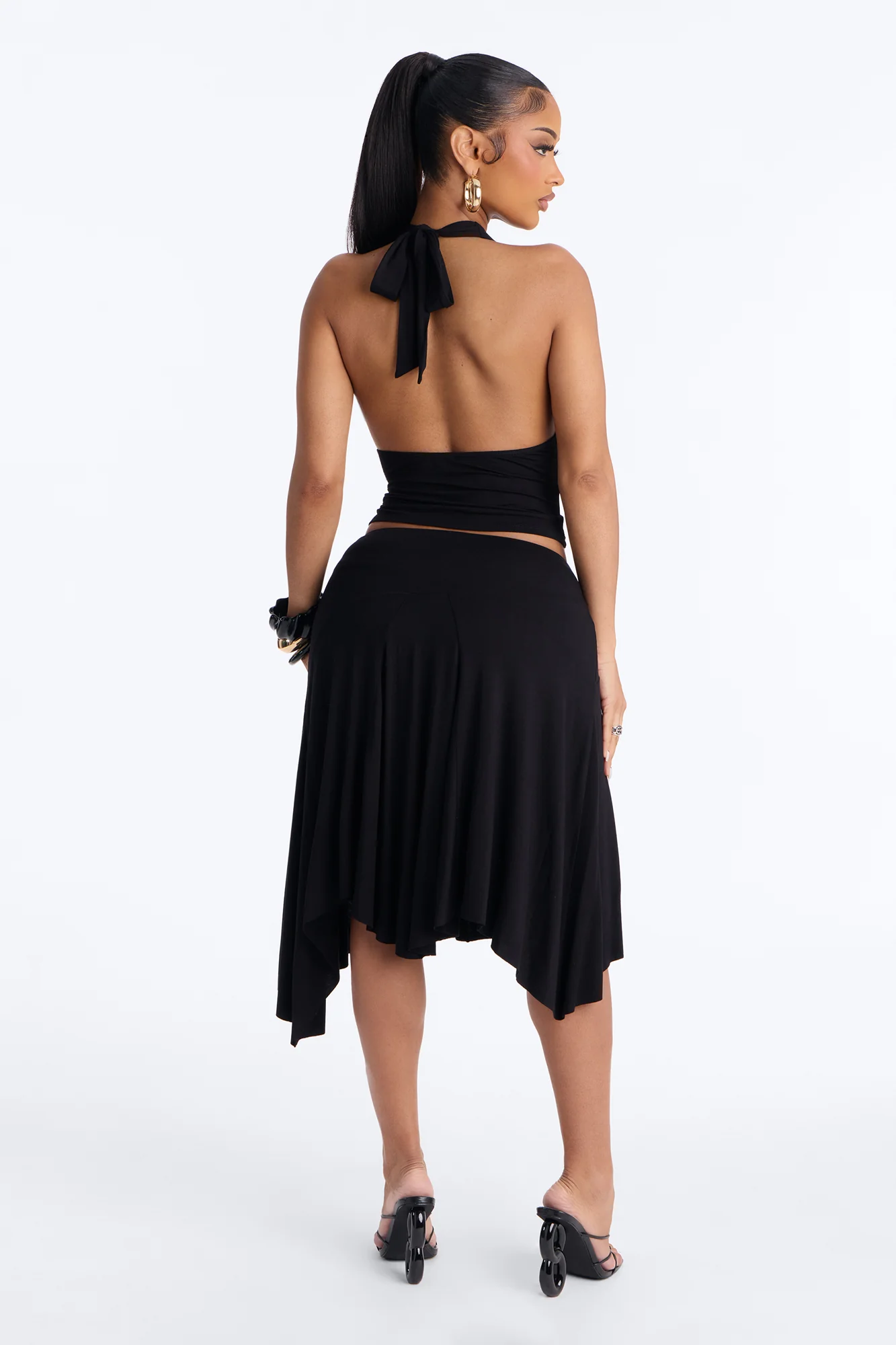 Justine Halter Asymmetrical Skirt Set - Black - Image 3