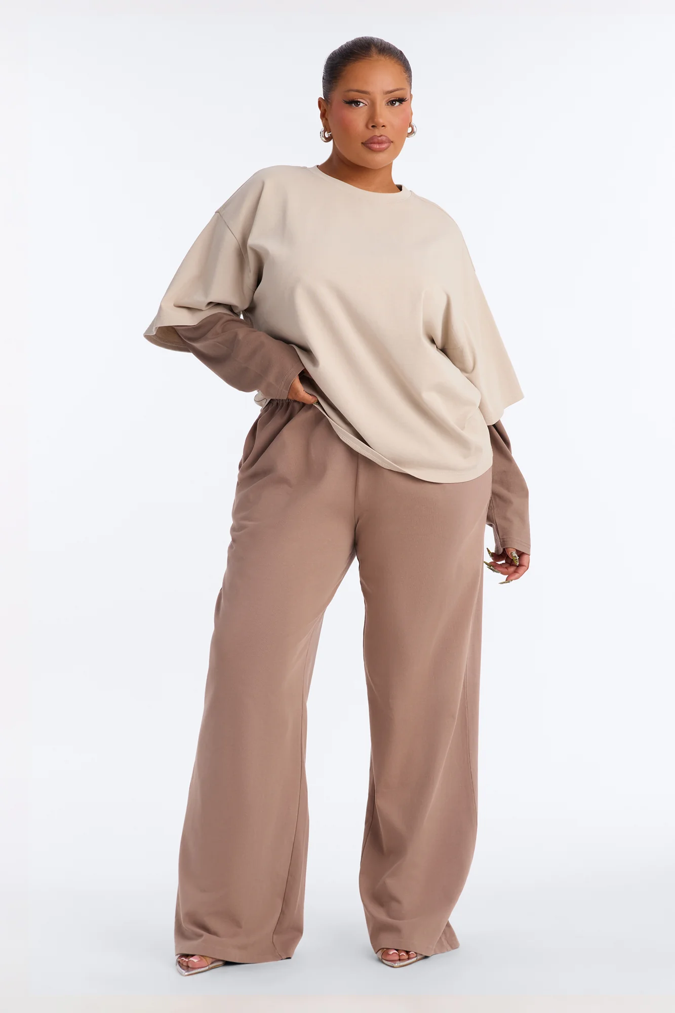 Justine Layered Long Sleeve T-Shirt - Stone/Combo - Image 6