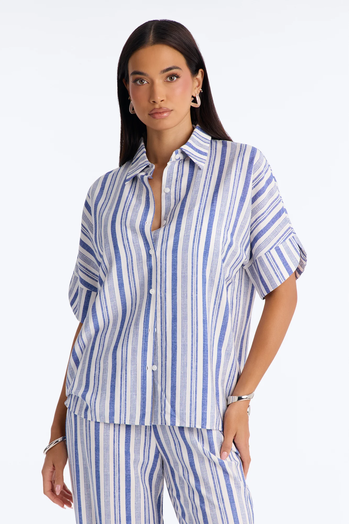 Kacey Striped Shirt Pant Set - Blue/combo - Image 2
