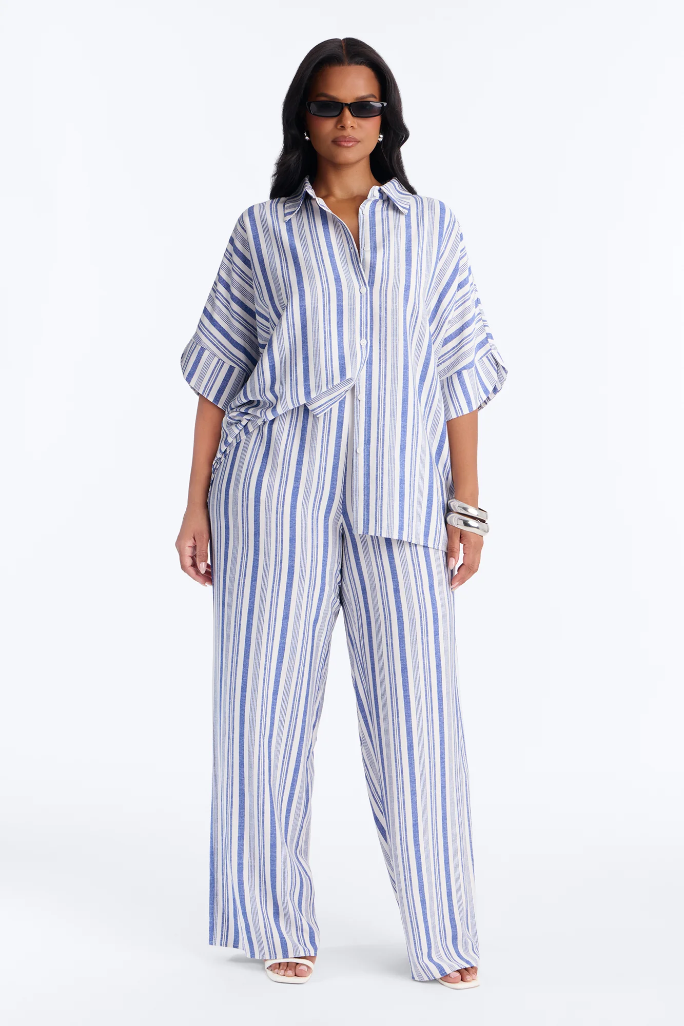 Kacey Striped Shirt Pant Set - Blue/combo - Image 5