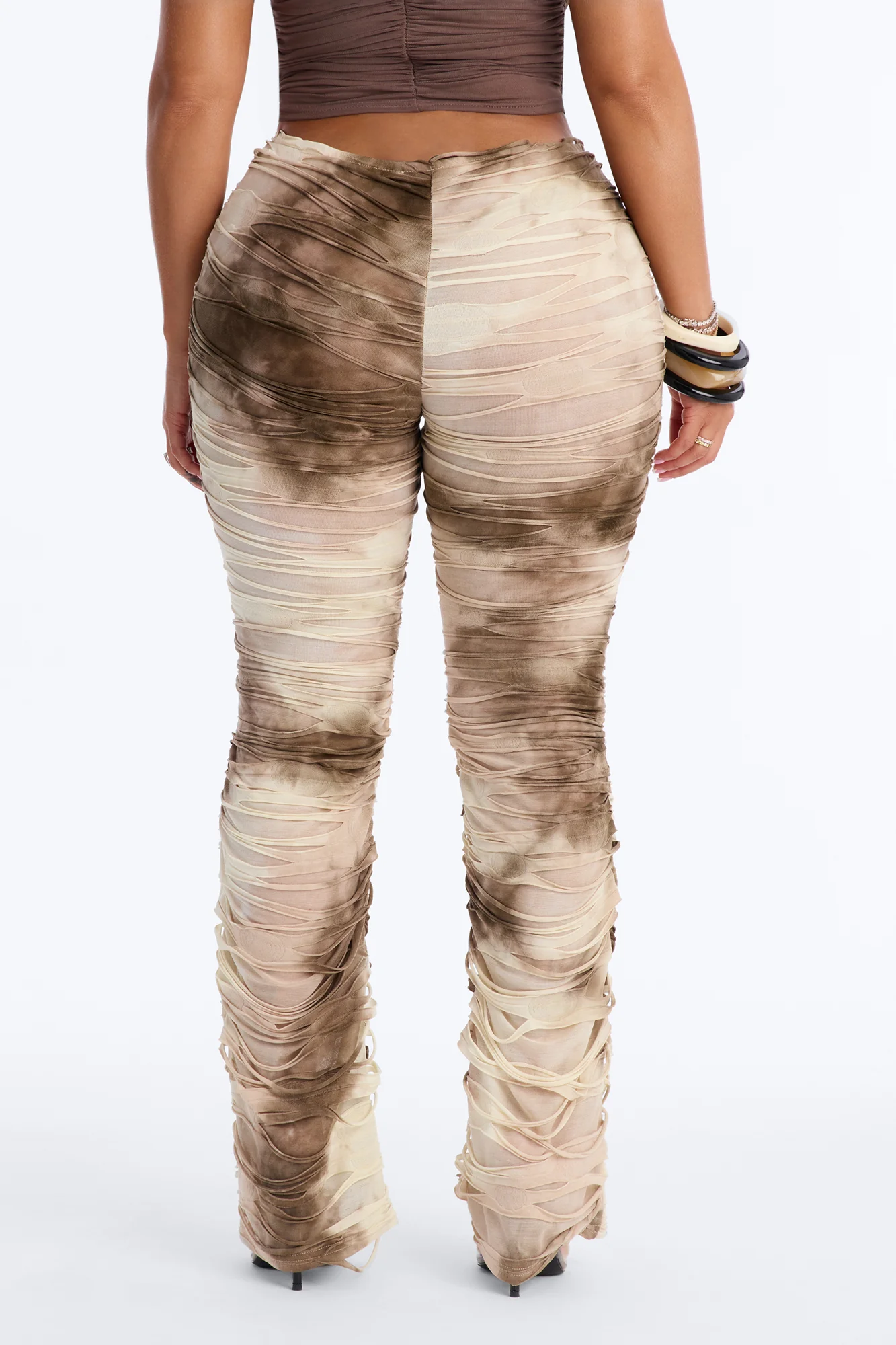 Kaia Distressed Low Rise Skinny Stacked Pant - Cream/combo - Image 3