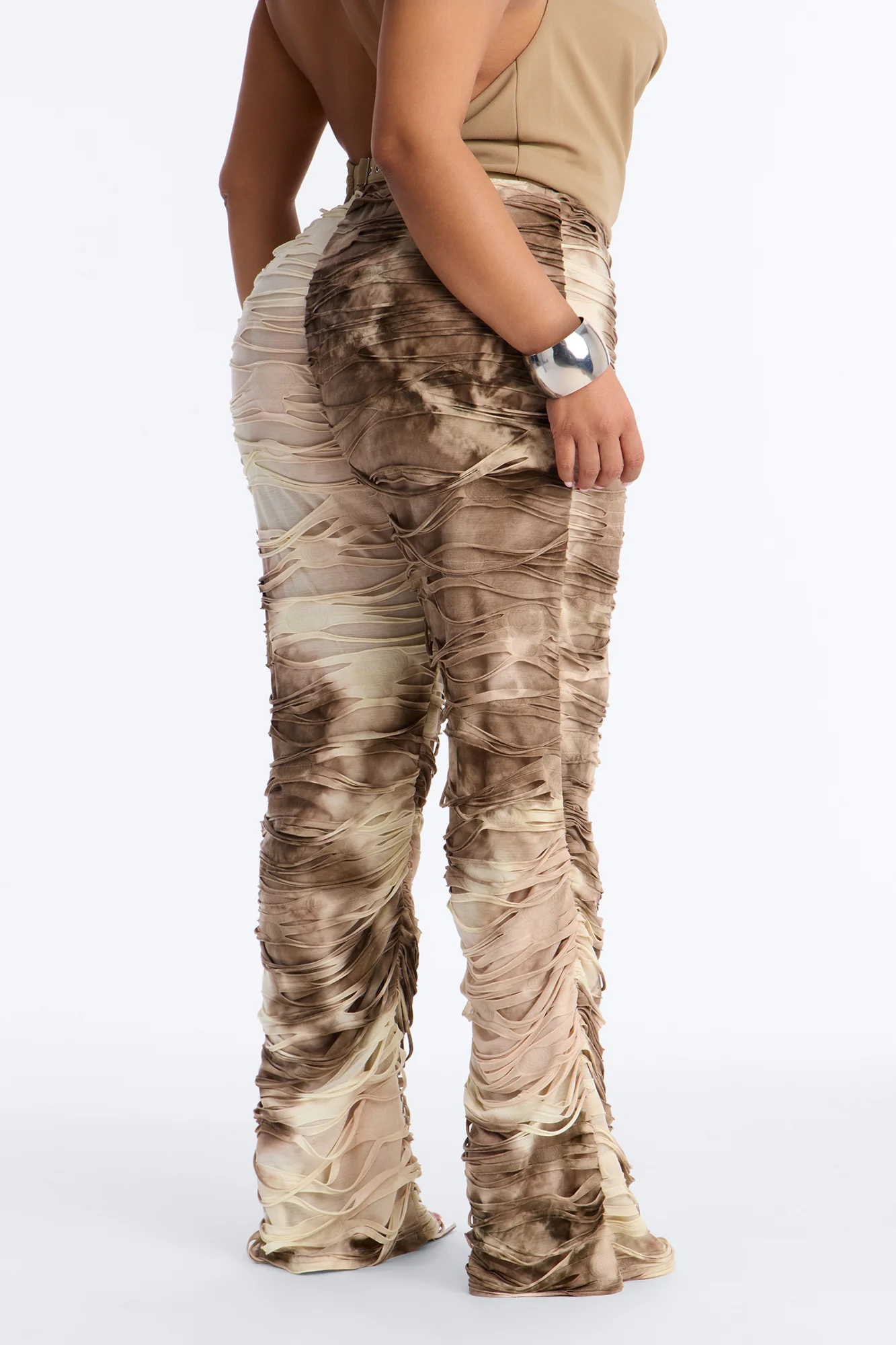 Kaia Distressed Low Rise Skinny Stacked Pant - Cream/combo - Image 8