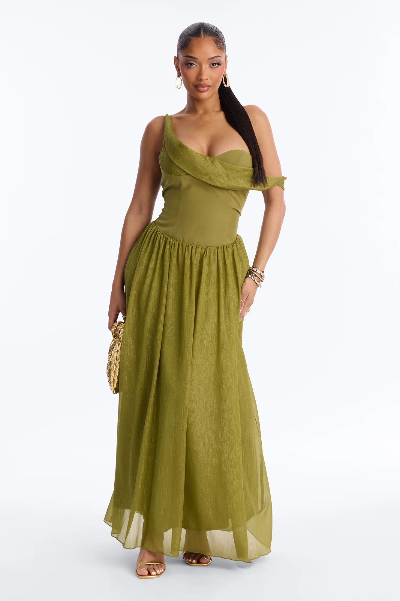 Kaia Drop Waist Gown - Sage
