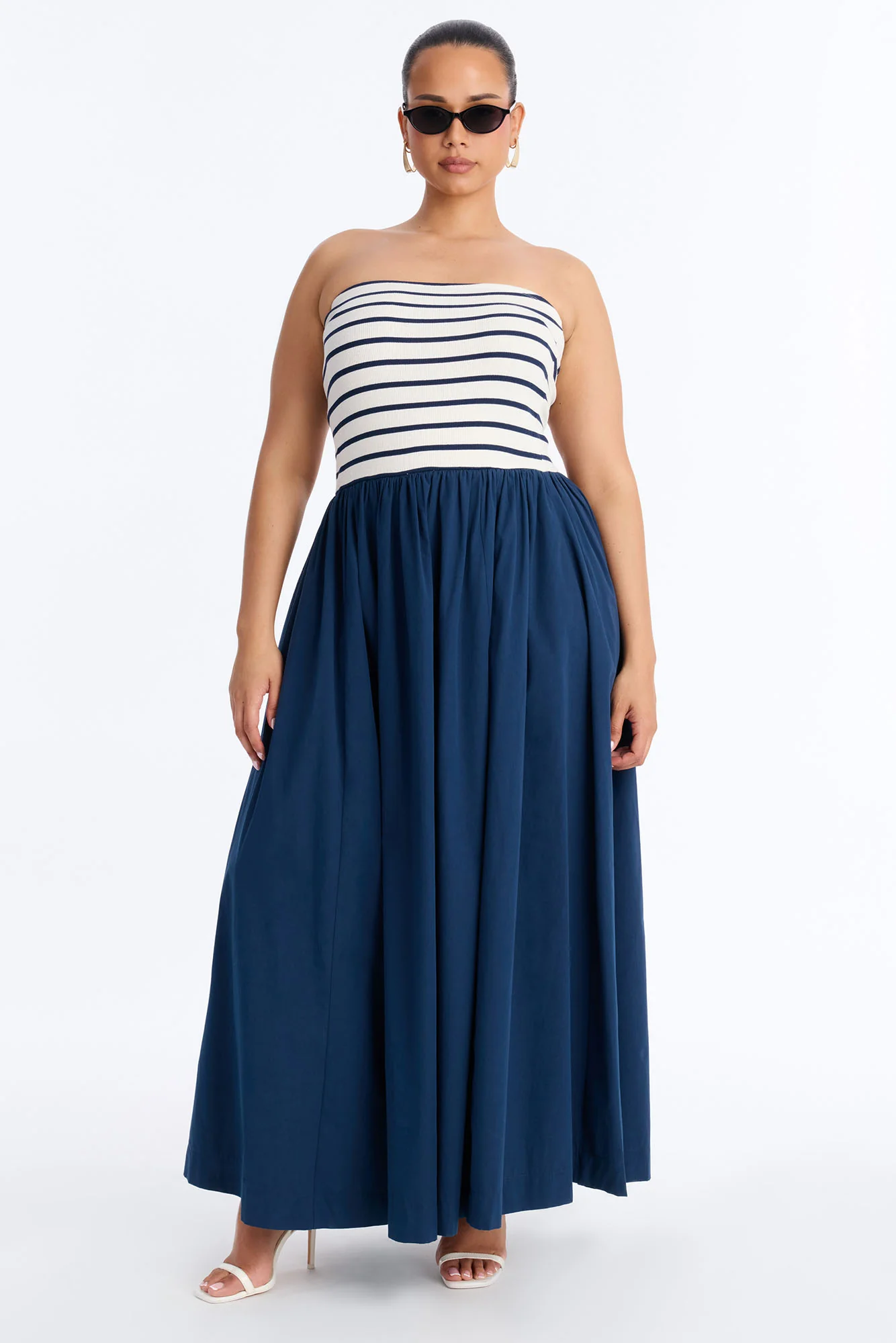 Kaia Strapless Poplin Maxi Dress - Navy/combo - Image 5