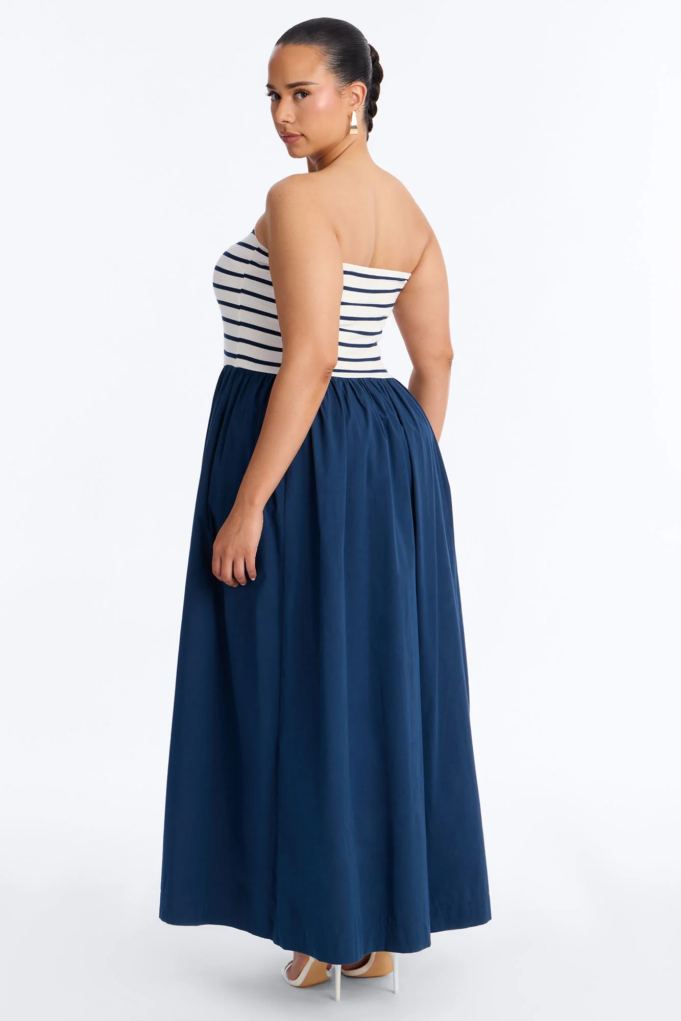 Kaia Strapless Poplin Maxi Dress - Navy/combo - Image 8