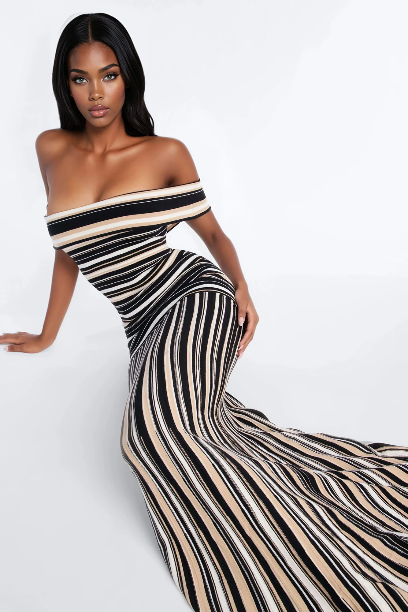 Kaitlyn Striped Sweater Maxi Dress - Black/combo