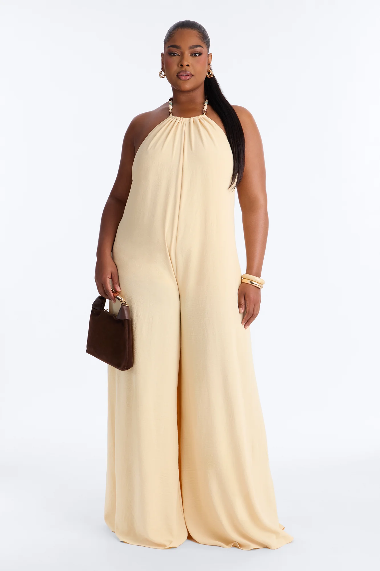 Kalana Beaded Halter Jumpsuit - Yellow - Image 5