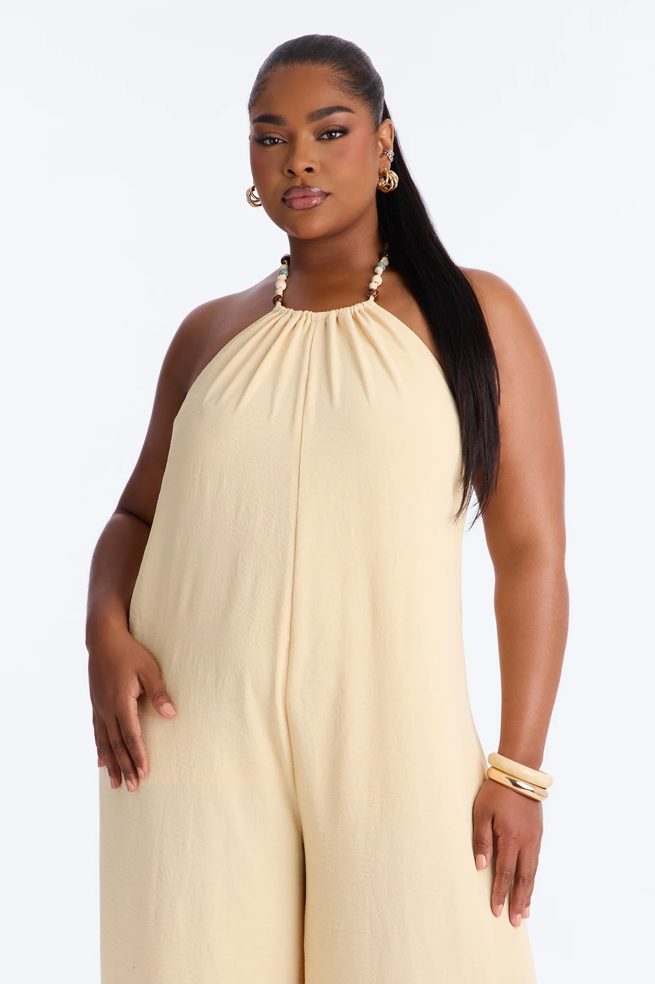 Kalana Beaded Halter Jumpsuit - Yellow - Image 6