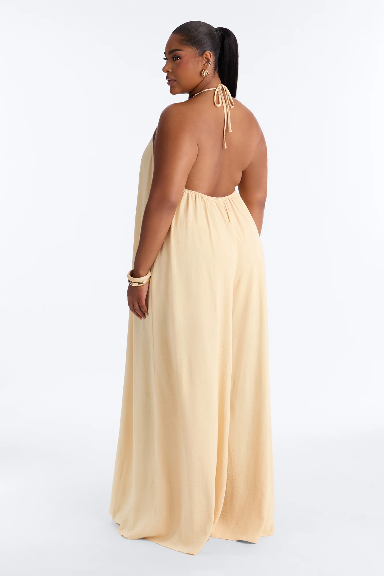 Kalana Beaded Halter Jumpsuit - Yellow - Image 8