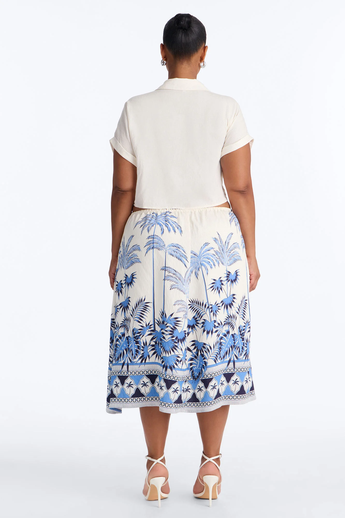 Kalani Shirt Midi Dress - White/Blue - Image 8