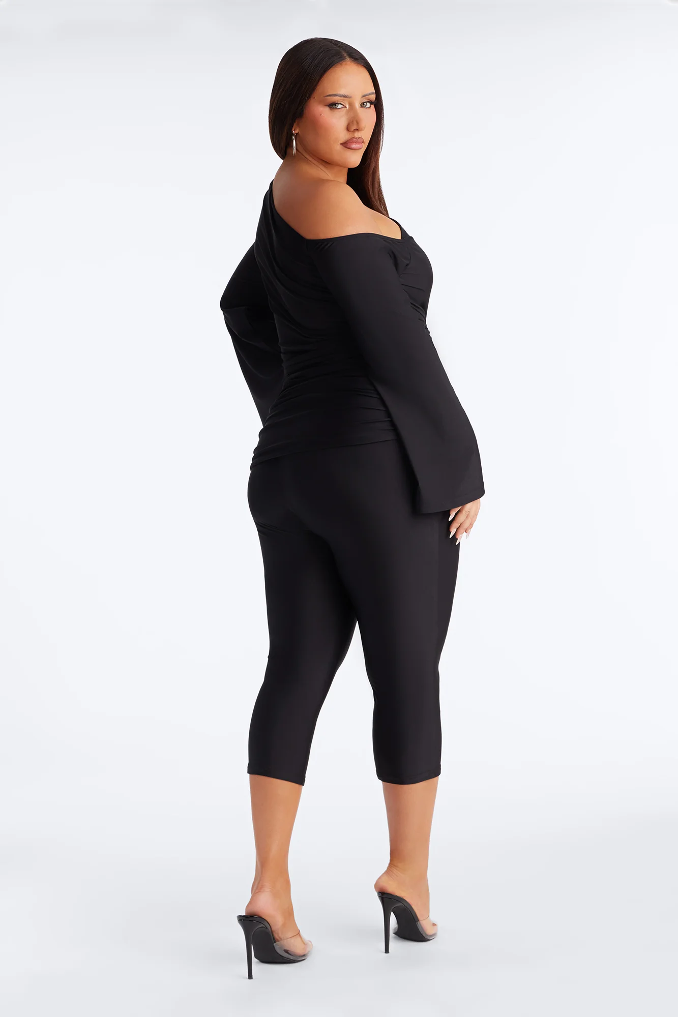 Kalania Ruched Capri Catsuit - Black - Image 8